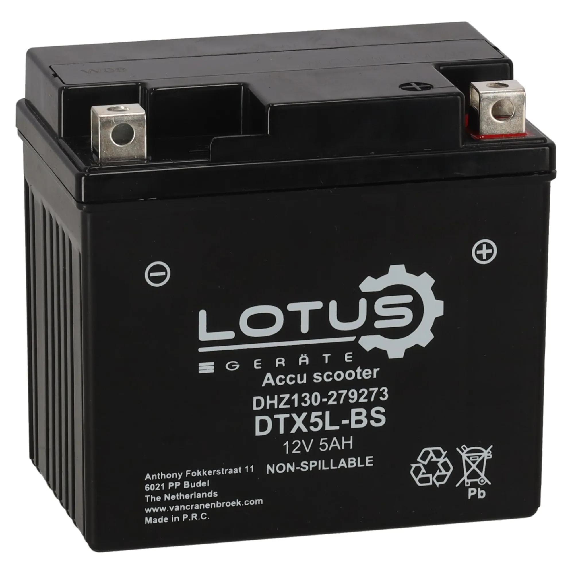 Lotus Accu'S>Accu scooter 12V 5Ah DTX5L-BS V2