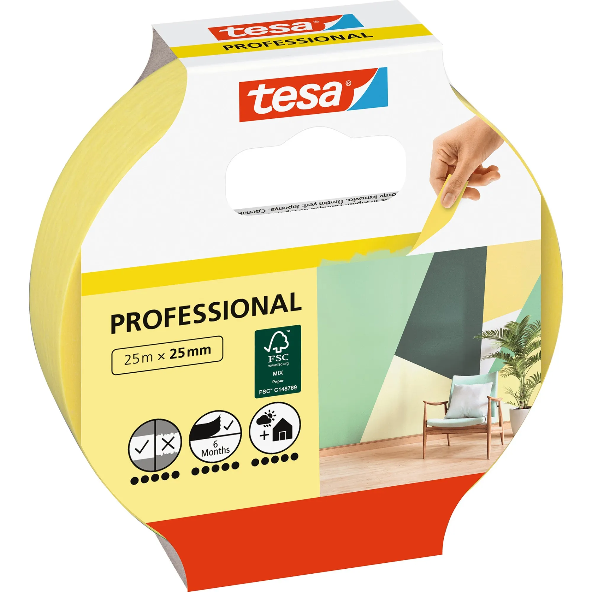Tesa Verfspullen>Afplakband indoor 25mmx25M