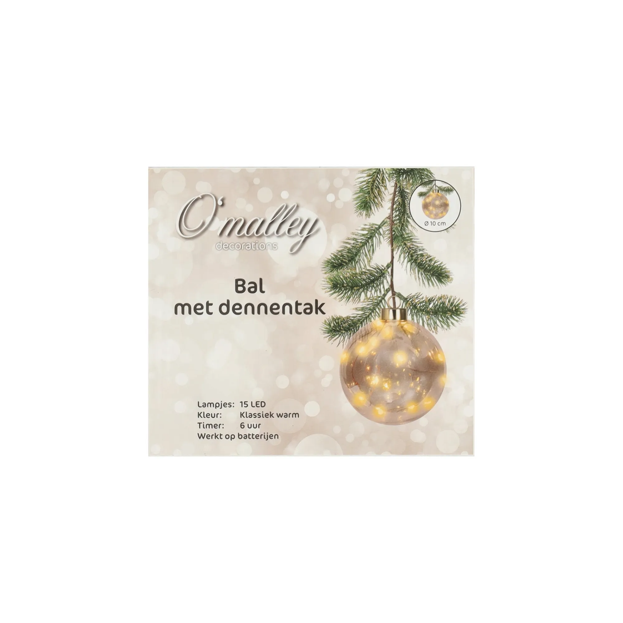 O'malley Kerstdecoratie>Bal met dennentak 15 LED