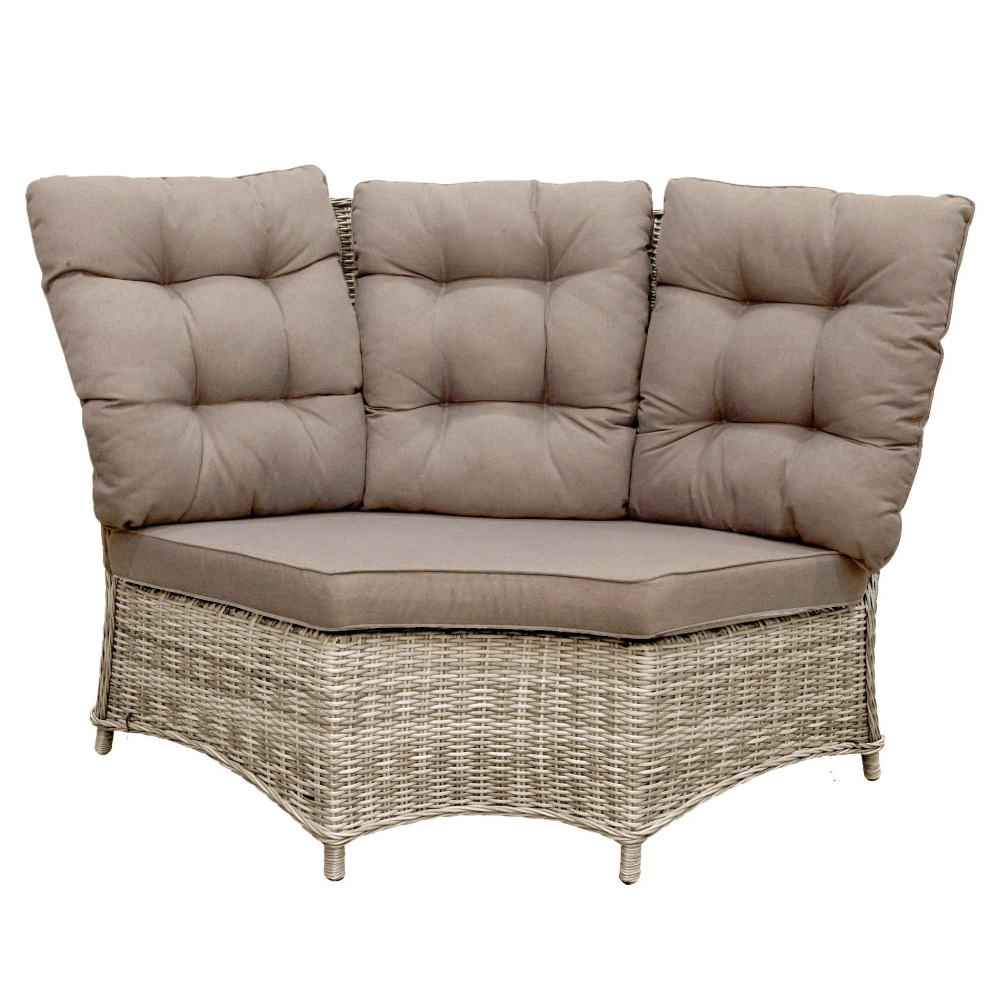 Bois le Duc Loungesets>Bank hoek rond Aprano white orchid met kussens