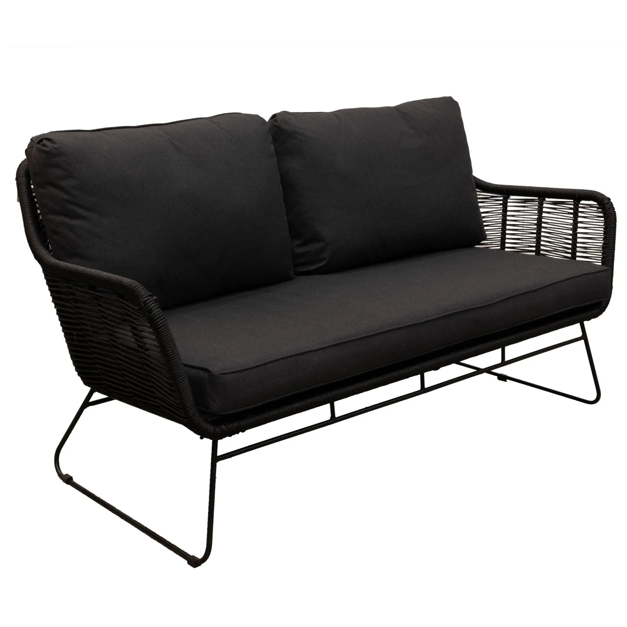 Bois le Duc Loungesets>Bank 2-zit Mezzavia zwart met kussens