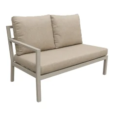 Bois le Duc Loungesets>Bank 2-zit rechts Brozzi milky grey met kussens