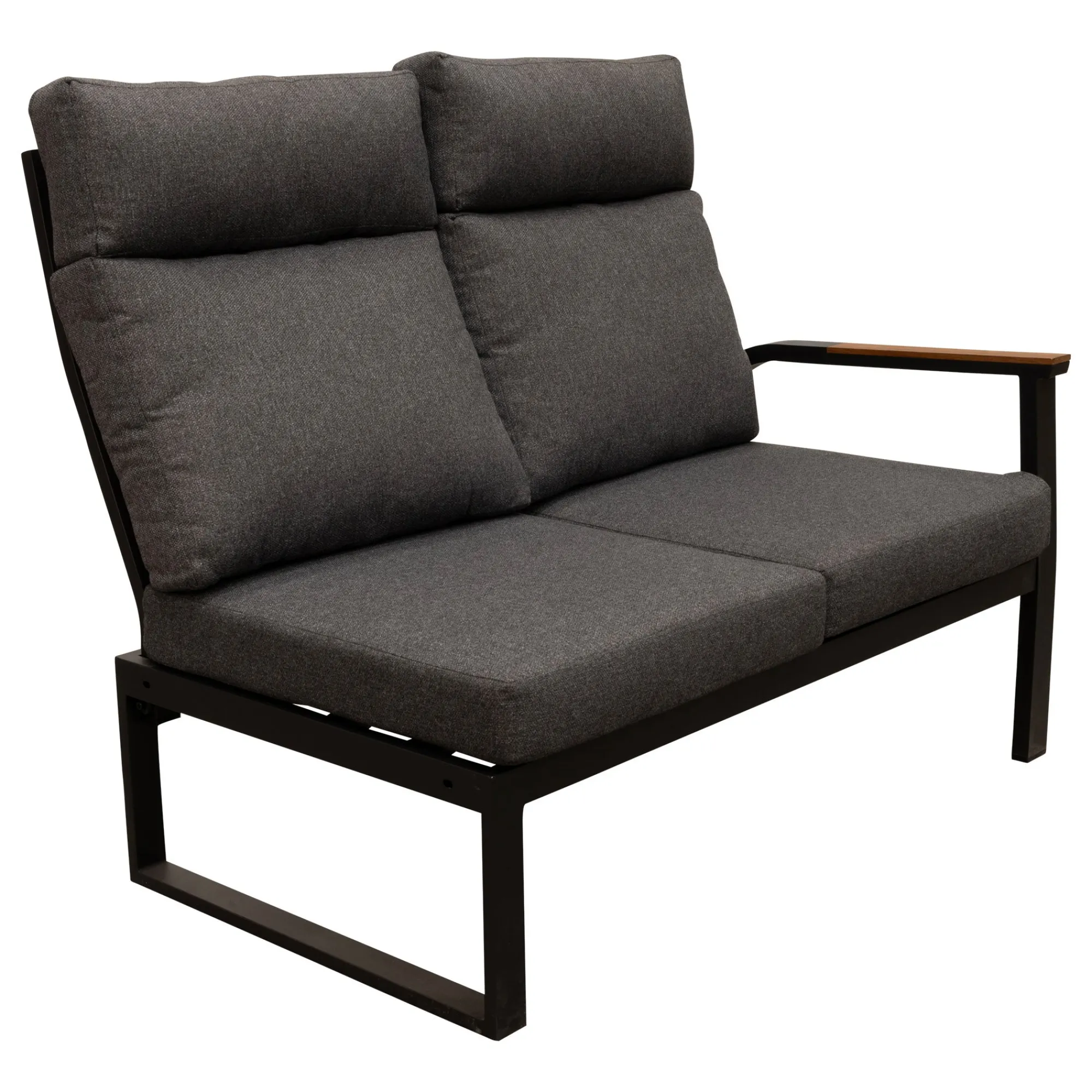 Bois le Duc Loungesets>Bank 2-zit rechts Harston zwart met kussens