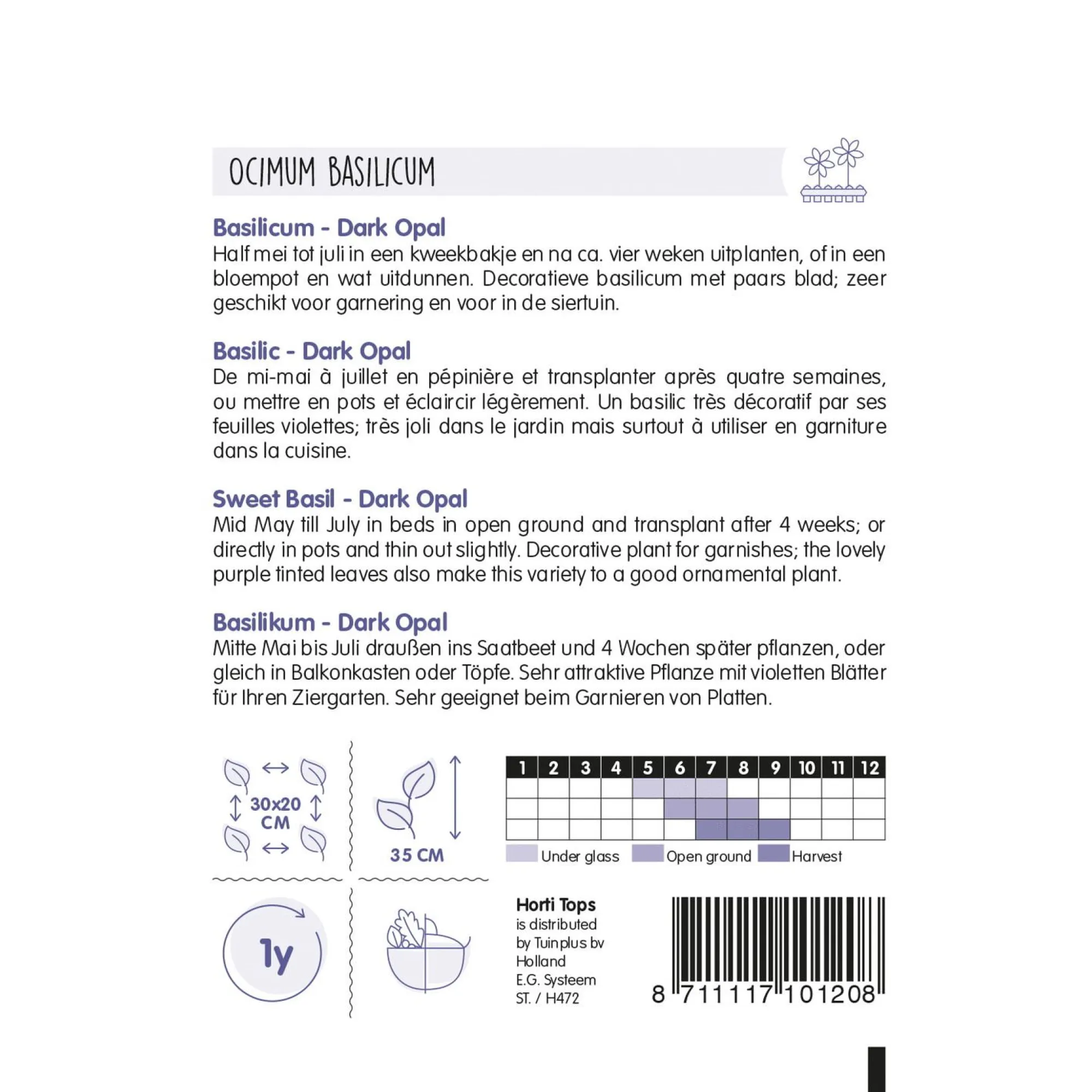Horti Tops Moestuin>Basilicum dark opal zaad