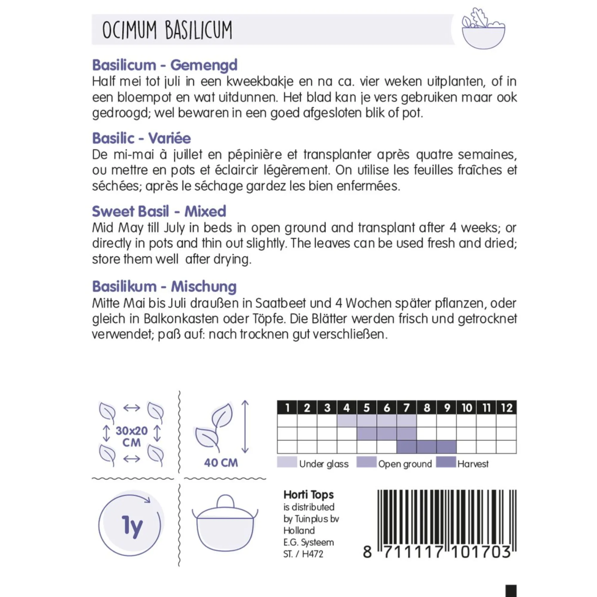 Horti Tops Moestuin>Basilicum gemengd zaad