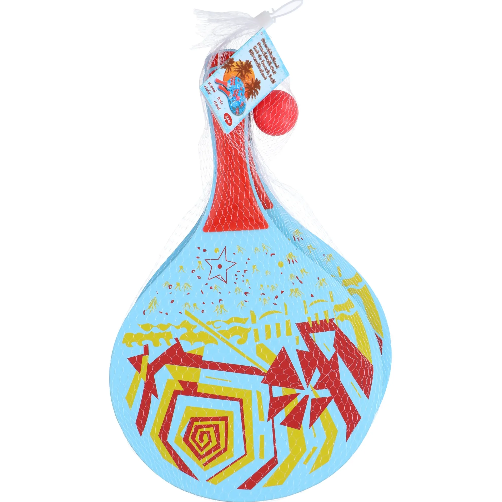 Eddy Toys Sport En Spel>Beachball set hout 3-delig assorti