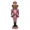 Kerstdecoratie>Beeld beer trompet roze 39cm