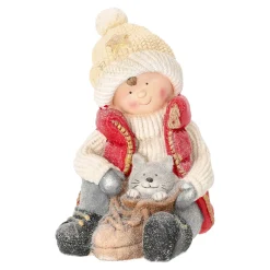 O'malley Kerstdecoratie>Beeld kind kat 38cm
