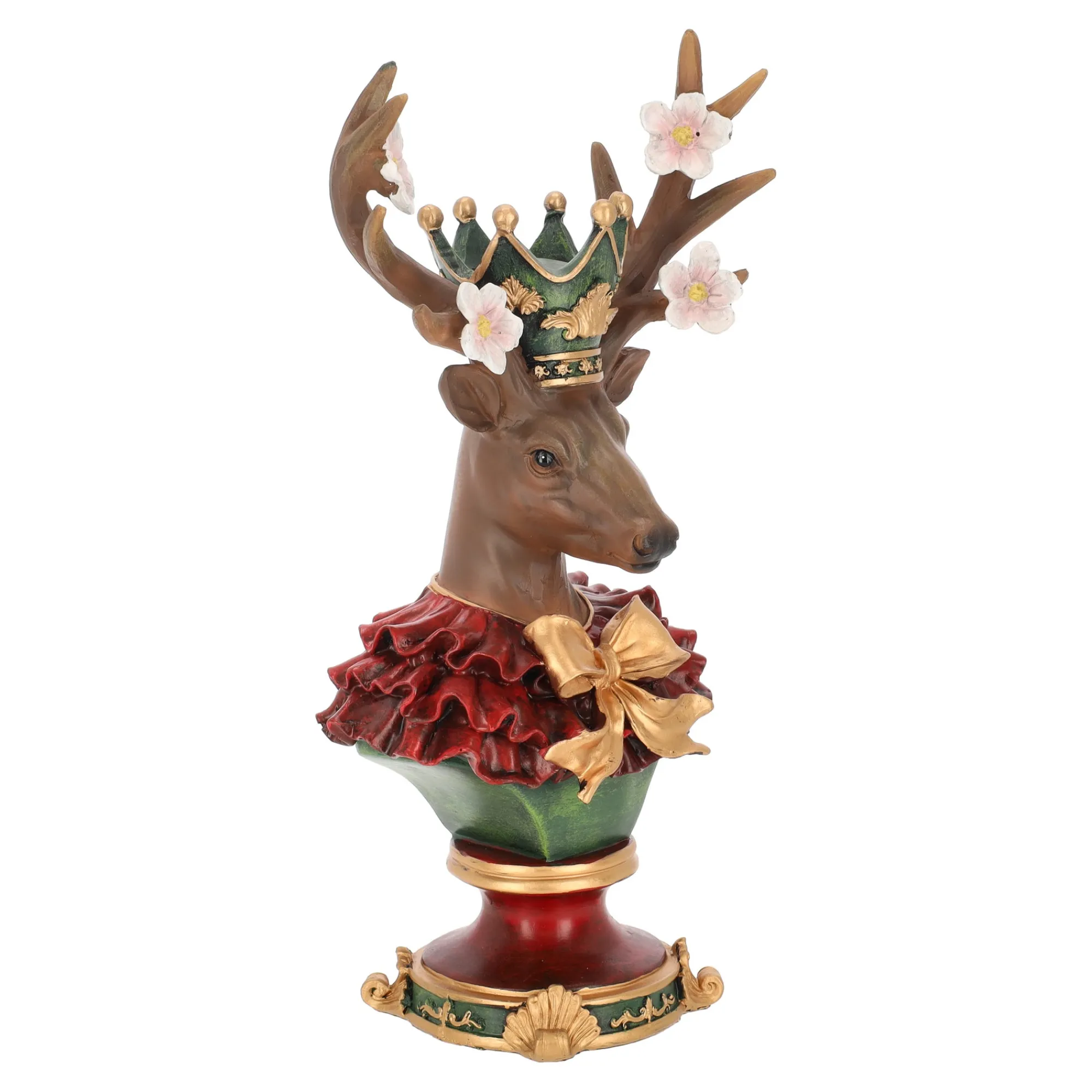 Kerstdecoratie>Beeld rendier kroon 33 cm