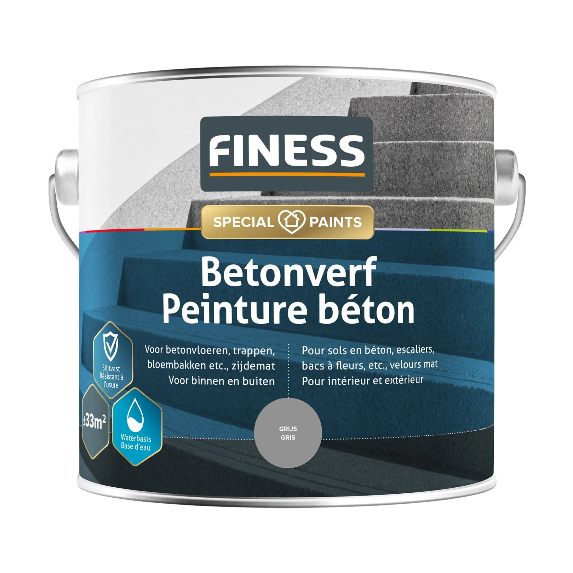 Finess Muurverf>Betonverf acryl grijs 1457 2.5L