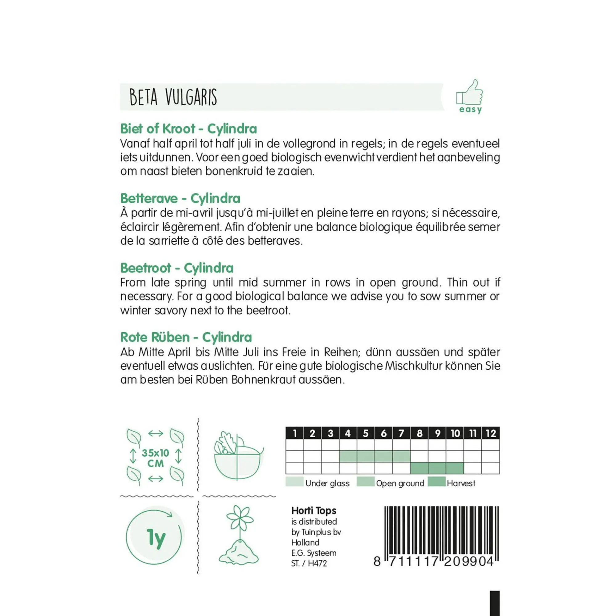 Horti Tops Moestuin>Bieten Cylindra halflange