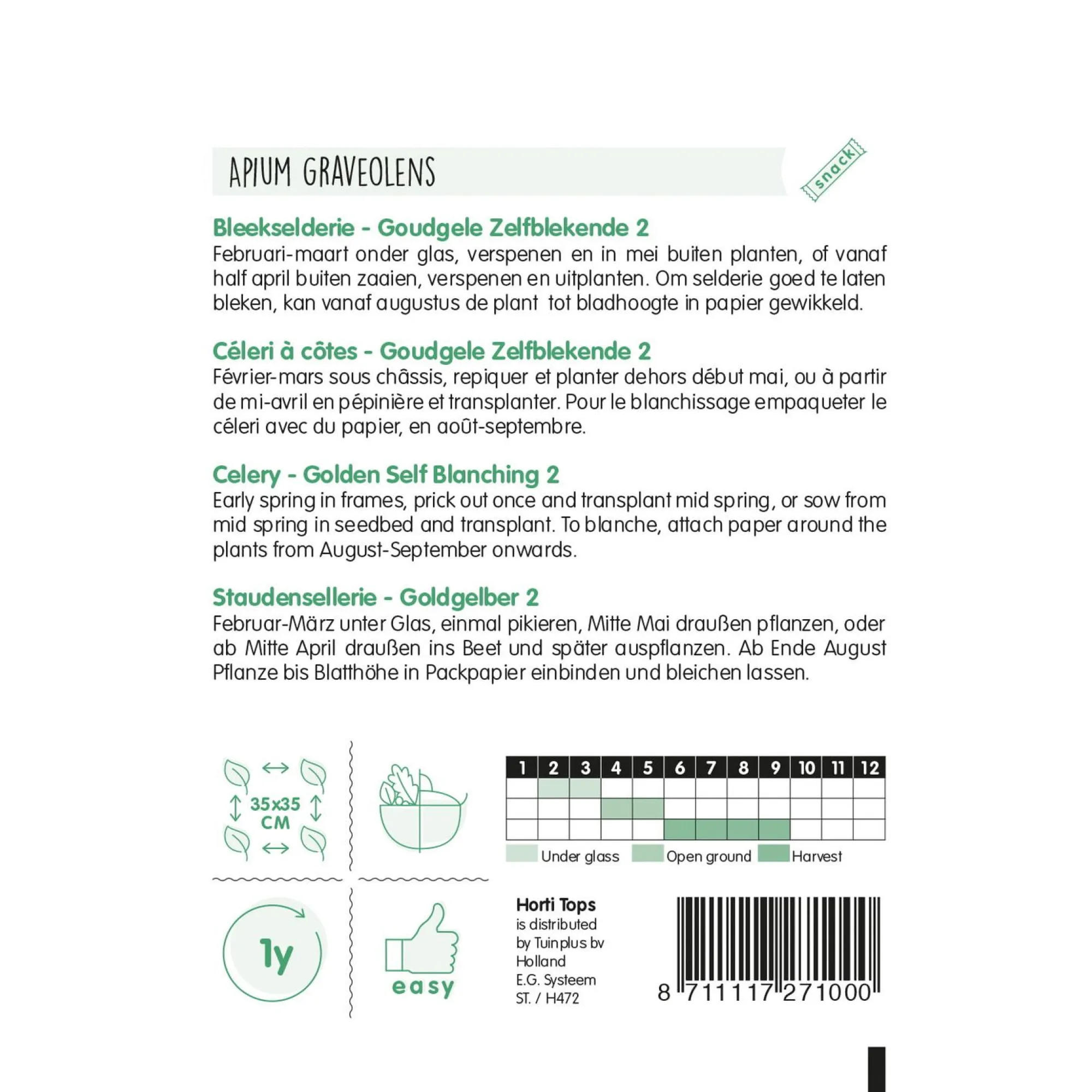 Horti Tops Moestuin>Bleekselderie goudgele zelfblekende