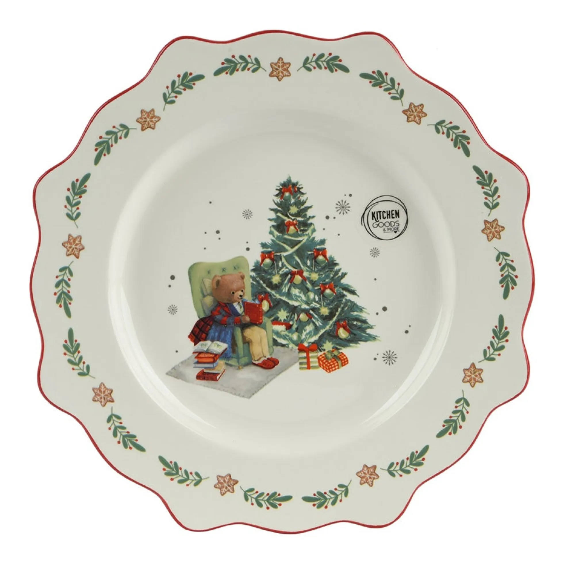 Kerstdecoratie>Bord diner bear tree Ø20 cm
