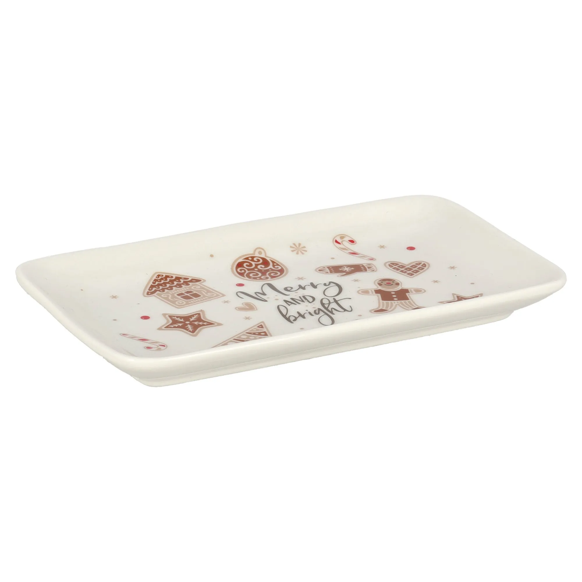 O'malley Kerstdecoratie>Bord Ginger Merry and bright 18x10cm