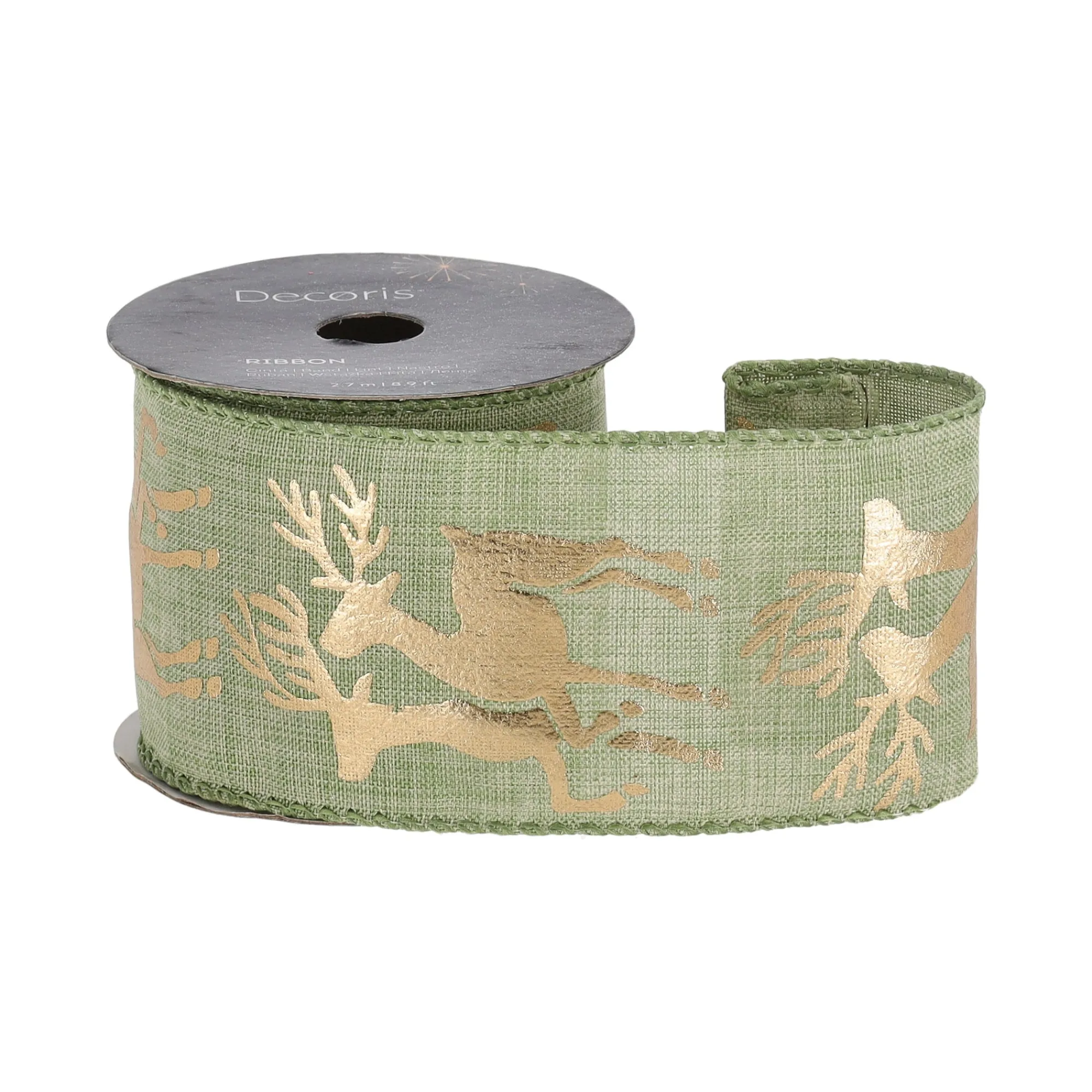 Kerstdecoratie>Cadeaulint groen wit