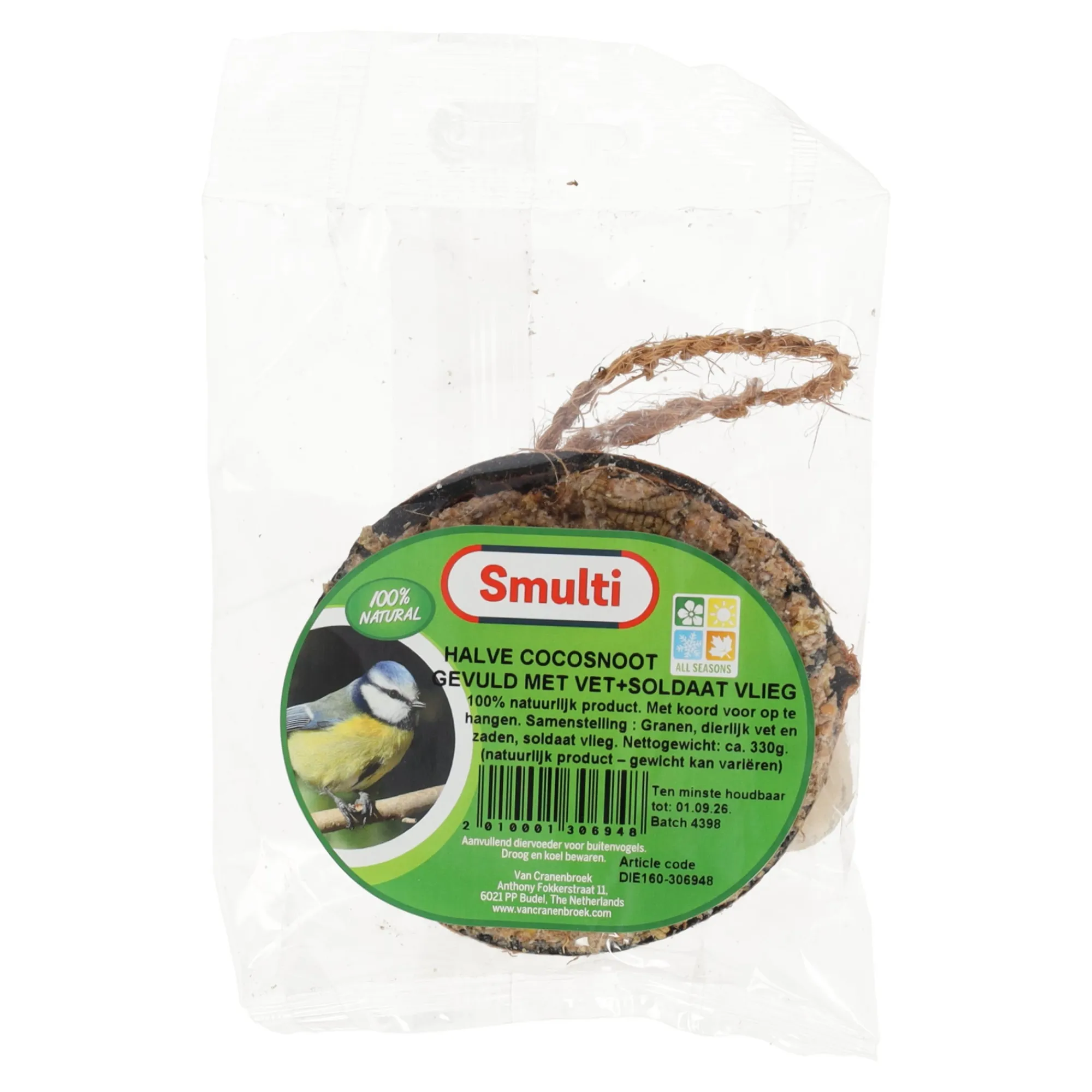 Smulti Vogelsnacks>Cocosnoot half vet met soldaat vlieg