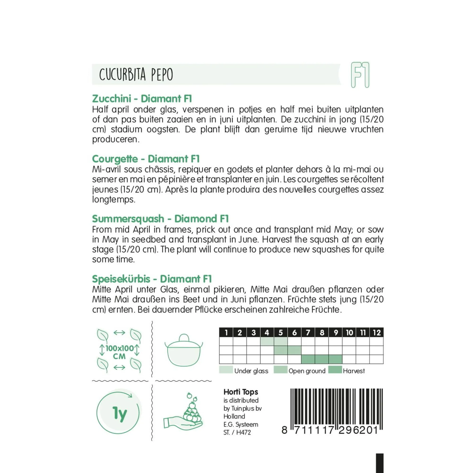 Horti Tops Moestuin>Courgette Diamant F1