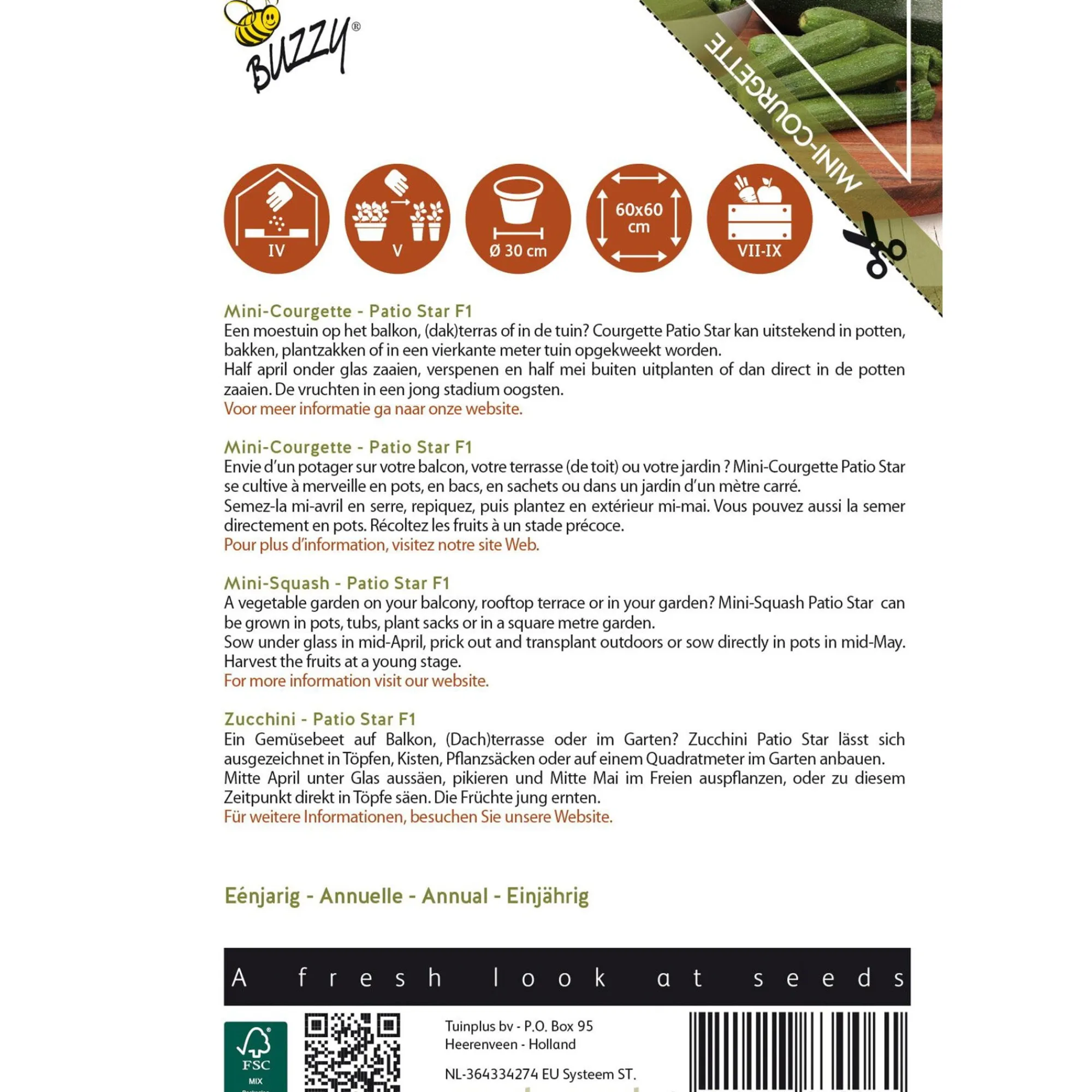 Buzzy Moestuin>Courgette Patio ster F1