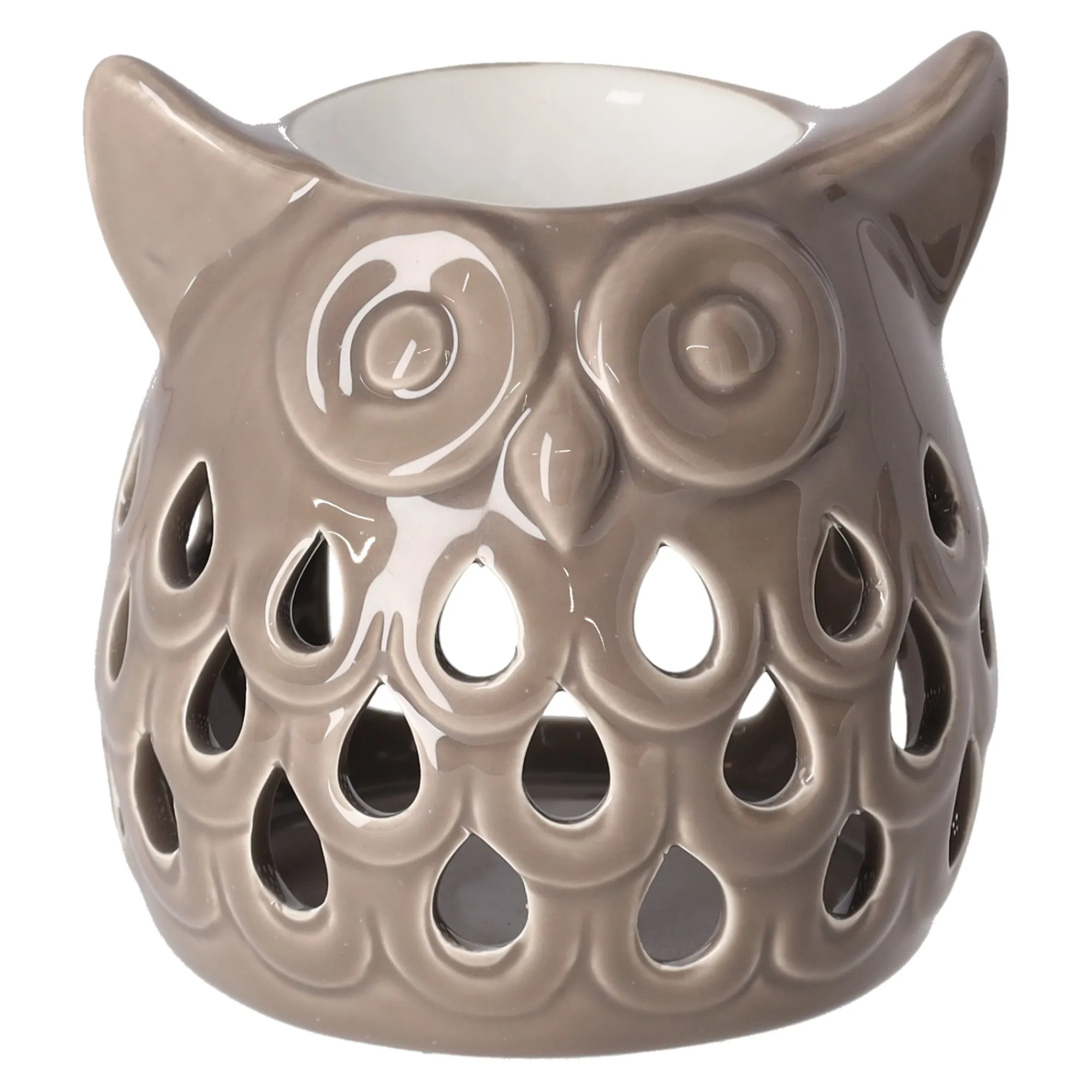 Scentchips Kaarsen>Creascents brander uil taupe 12 cm