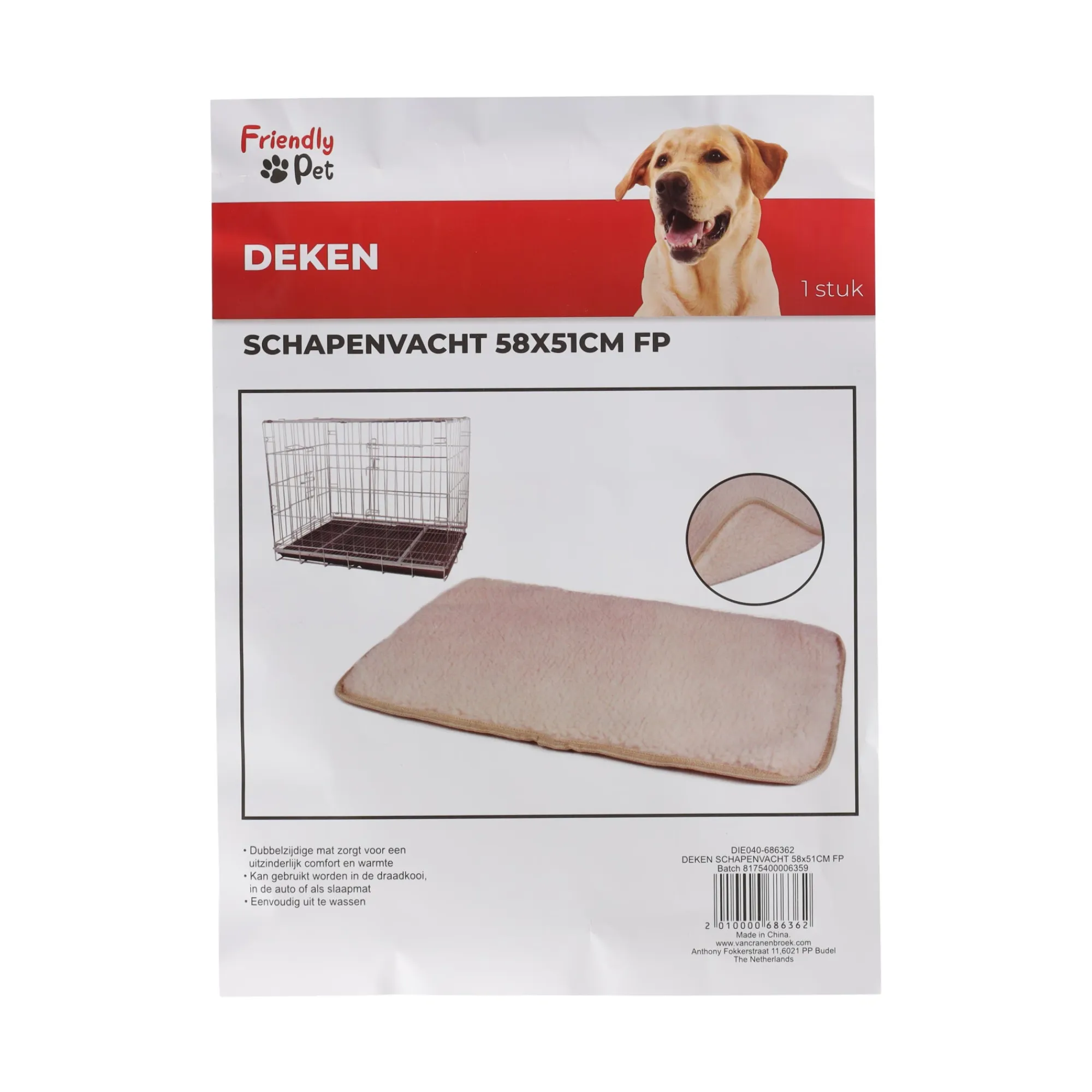 Friendly Pet Hondenkussen>Deken schapenvacht 58x51cm FP