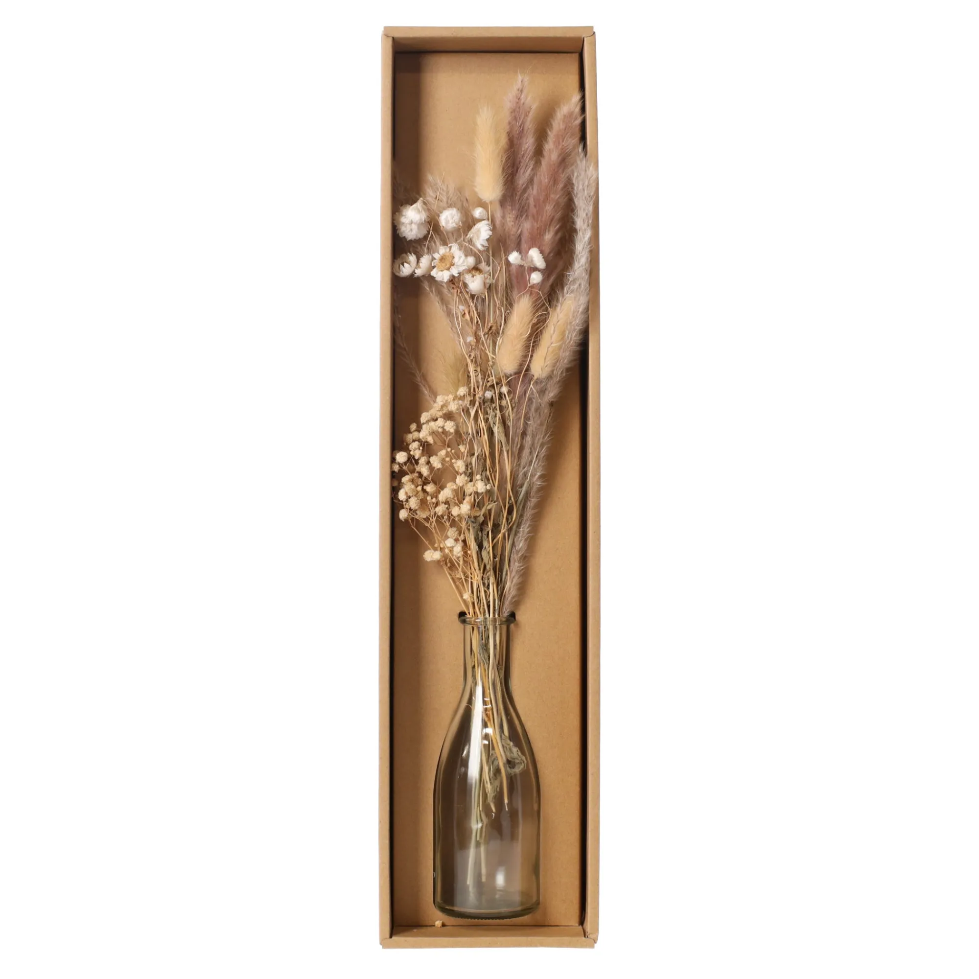 Kunstplanten En Kunstbloemen>Droogbloem boeket met vaas naturel