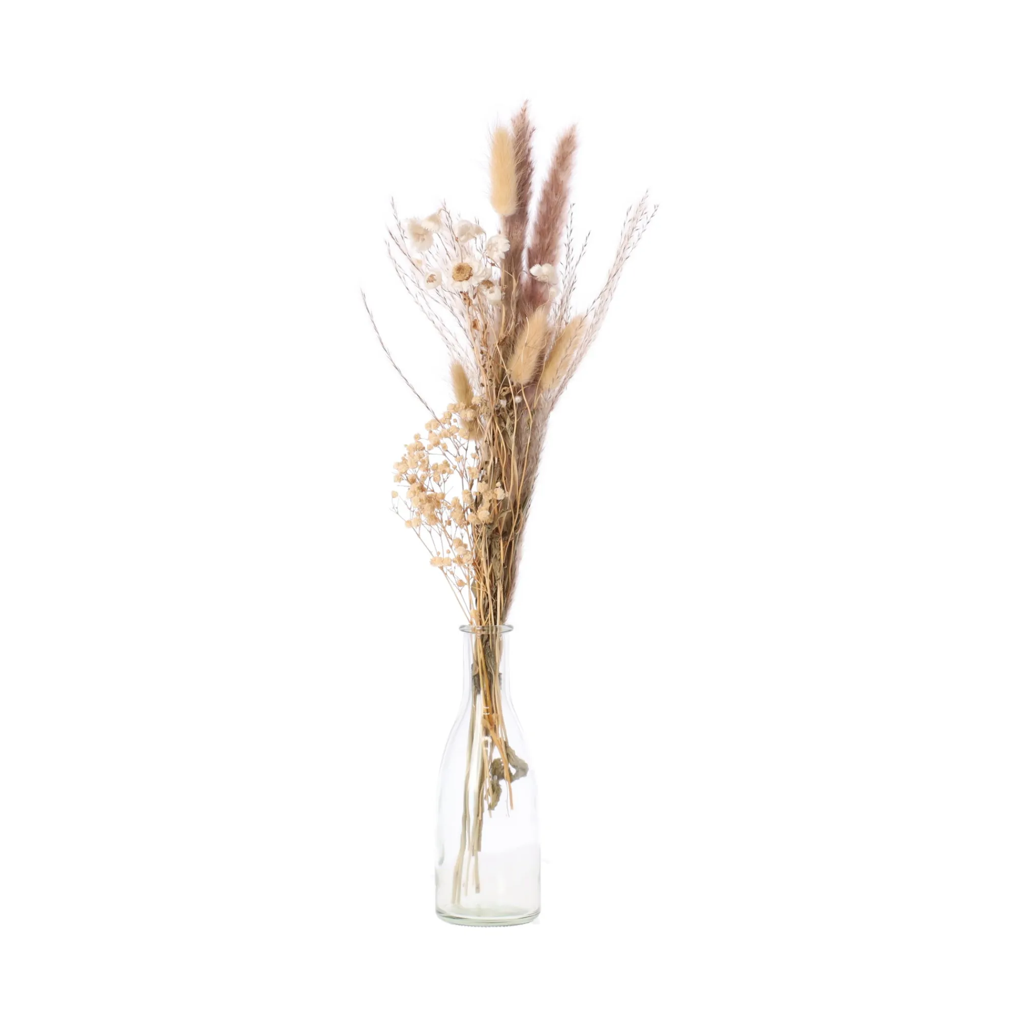 Kunstplanten En Kunstbloemen>Droogbloem boeket met vaas naturel