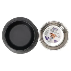 Friendly Pet Drink- En Voerbak Hond>Eetpot hond ribbel zwart 700ml
