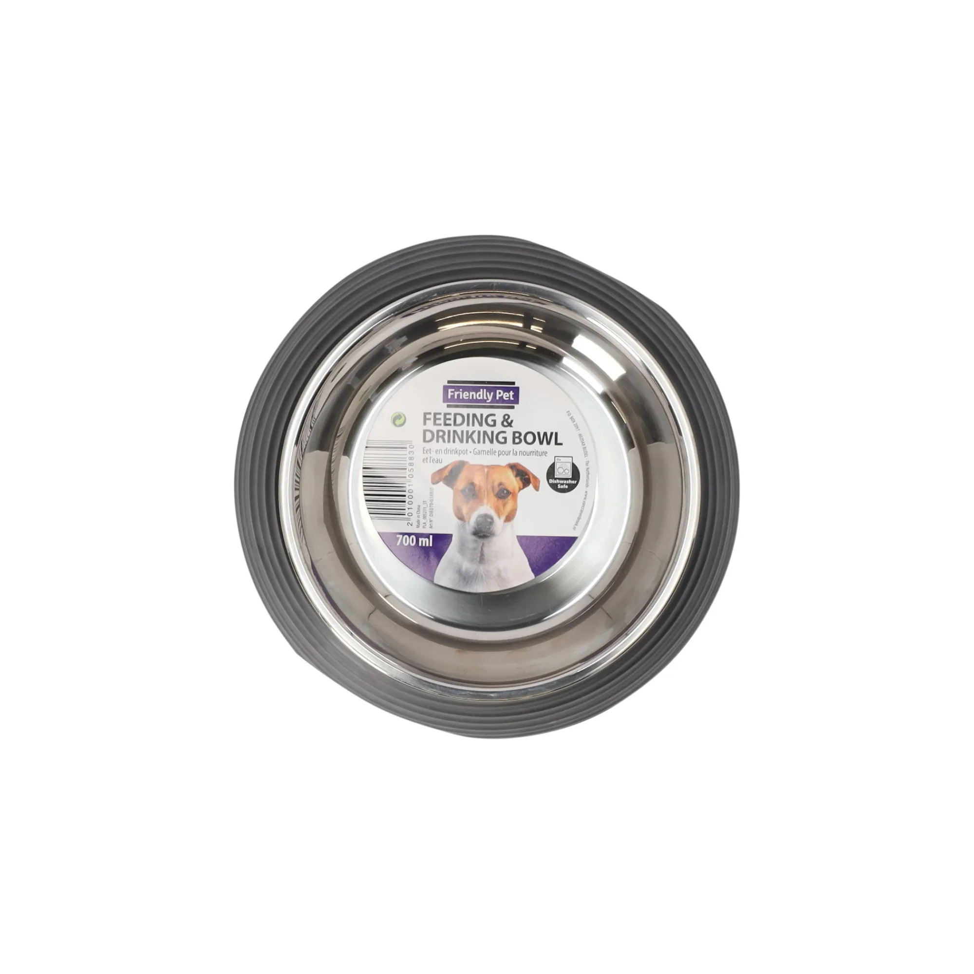 Friendly Pet Drink- En Voerbak Hond>Eetpot hond ribbel zwart 700ml