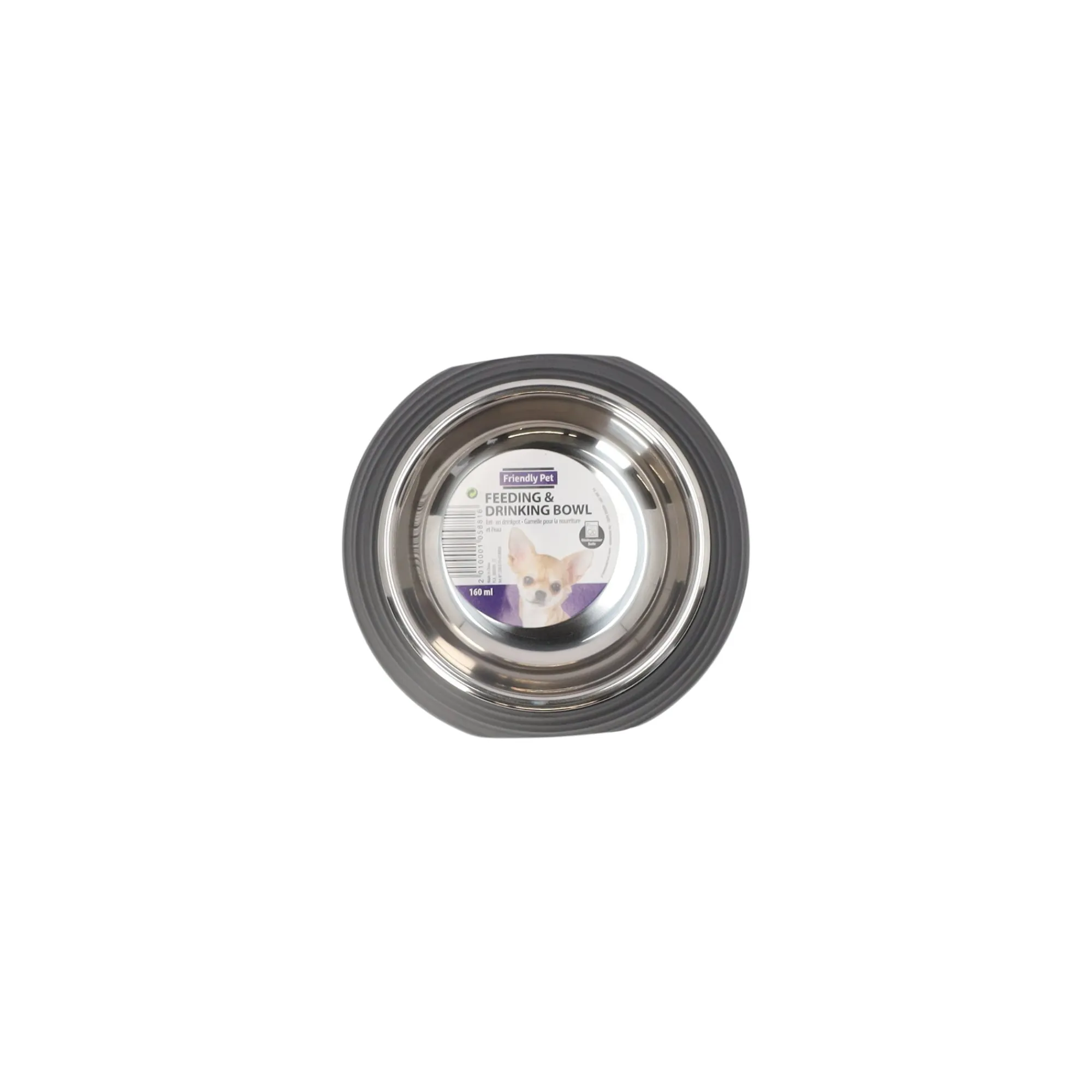 Friendly Pet Drink- En Voerbak Hond>Eetpot hond ribbel zwart 160ml
