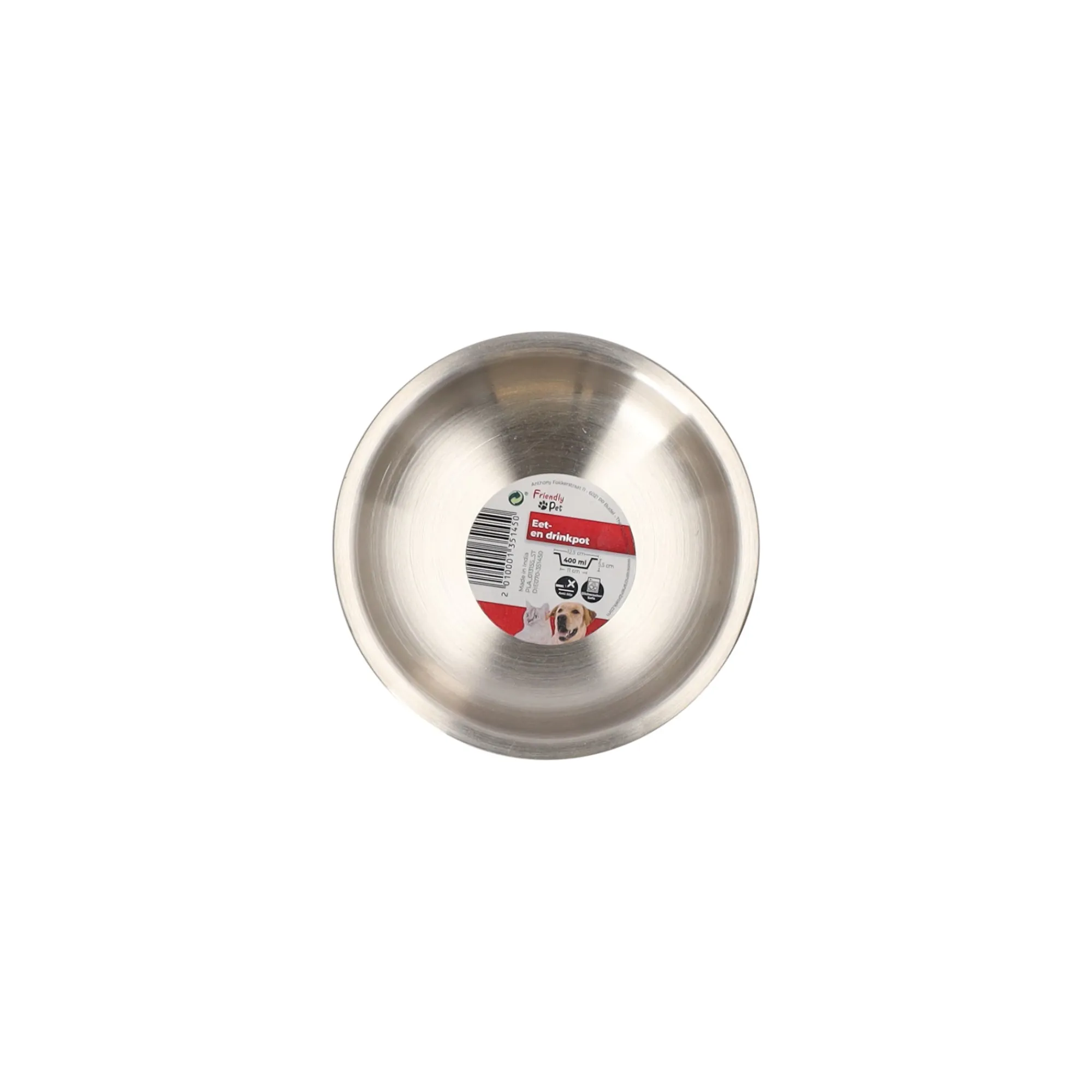 Friendly Pet Drink- En Voerbak Hond>Eetpot Lora rvs zwart D12,5cm 400ml FP