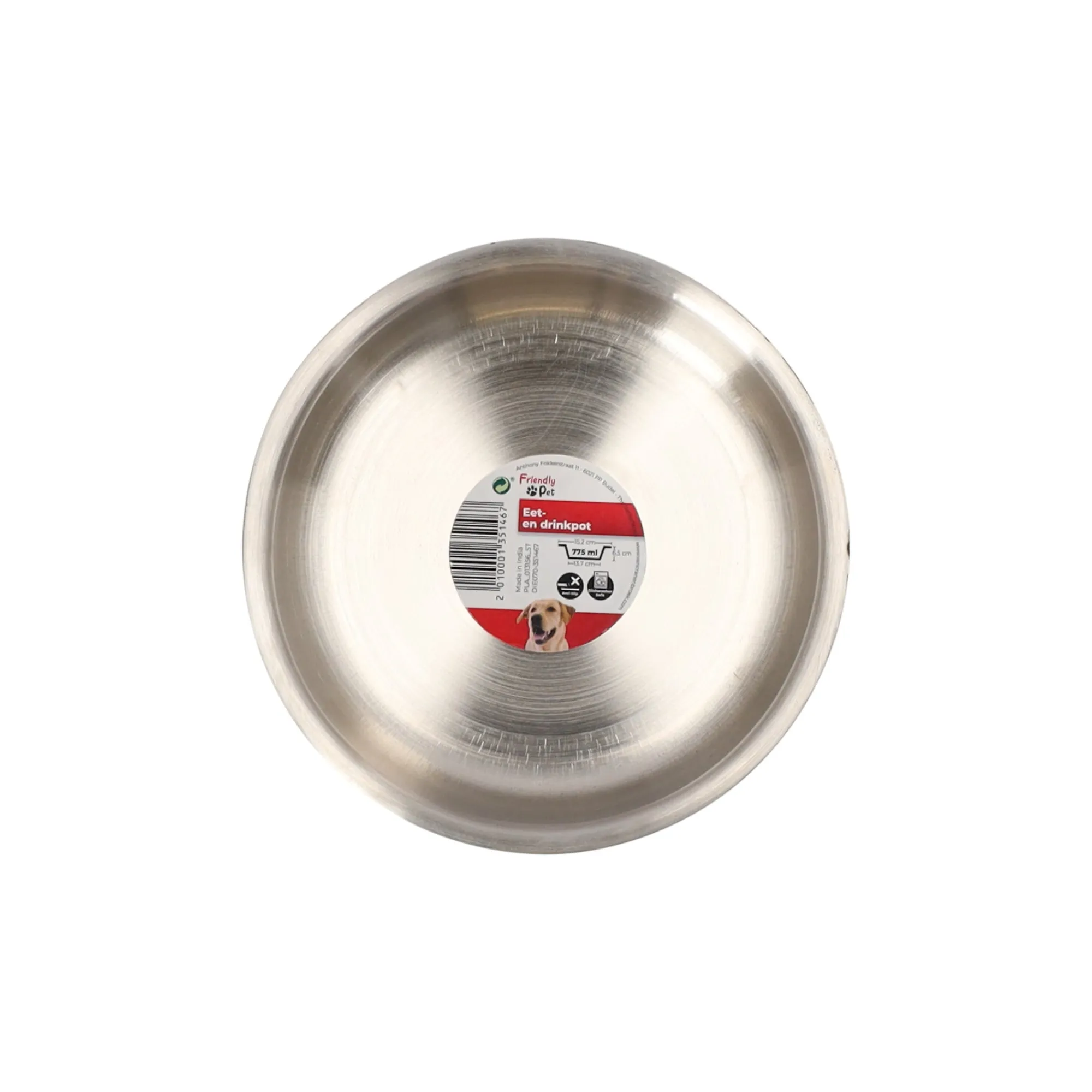Friendly Pet Drink- En Voerbak Hond>Eetpot Lora rvs zwart D15cm 775ml FP