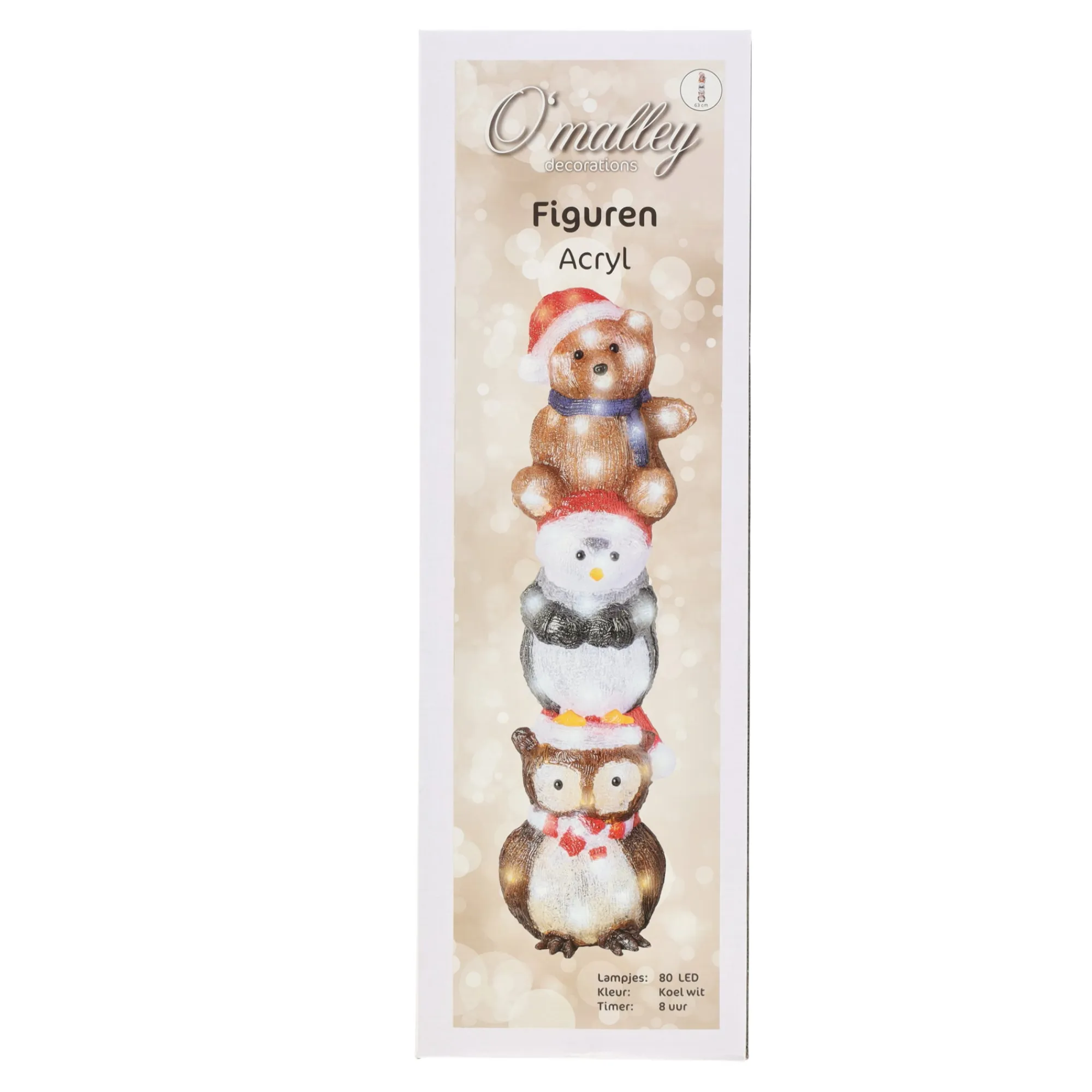 O'malley Kerstdecoratie>Figuren op elkaar acyrl 63 cm 80LED