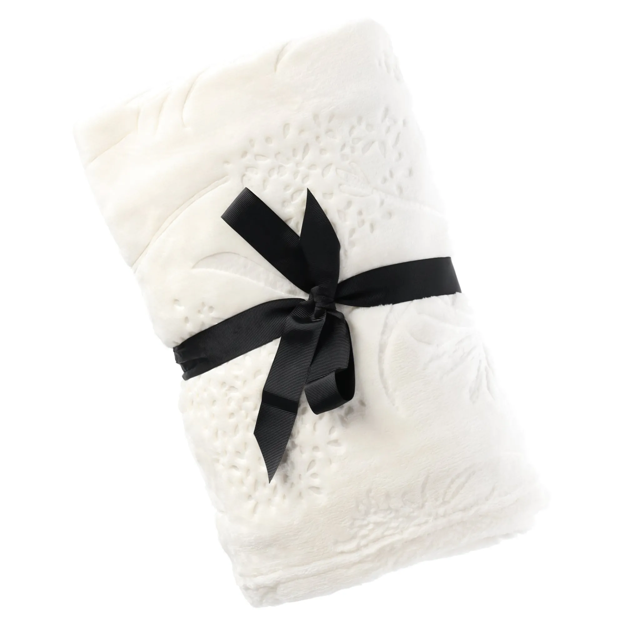 Plaids En Sierkussens>Fleece deken flower 130 x 170 cm creme