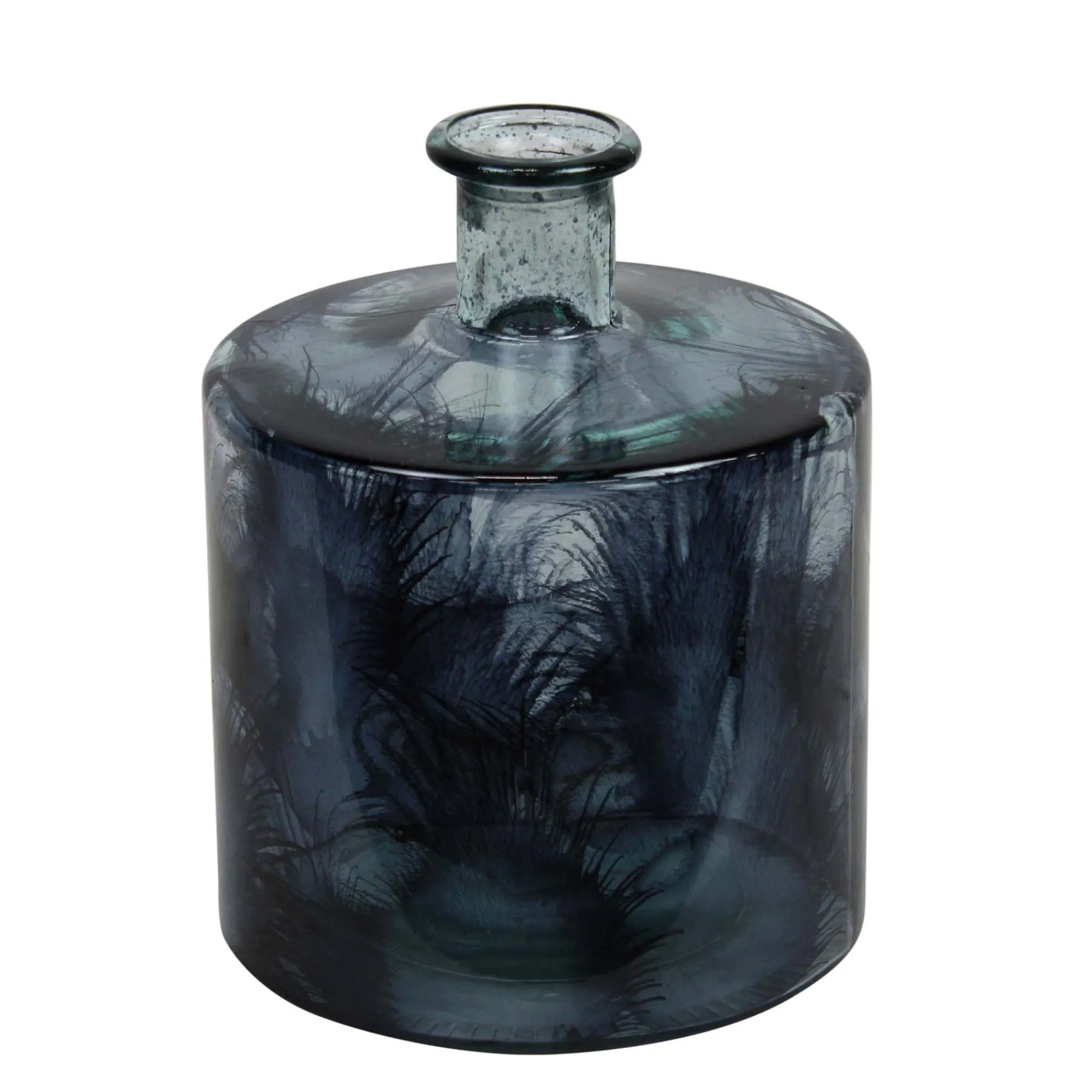 Natural Collections Vazen En Potten>Fles glas recycle blauw 20 x 20 x 26 cm