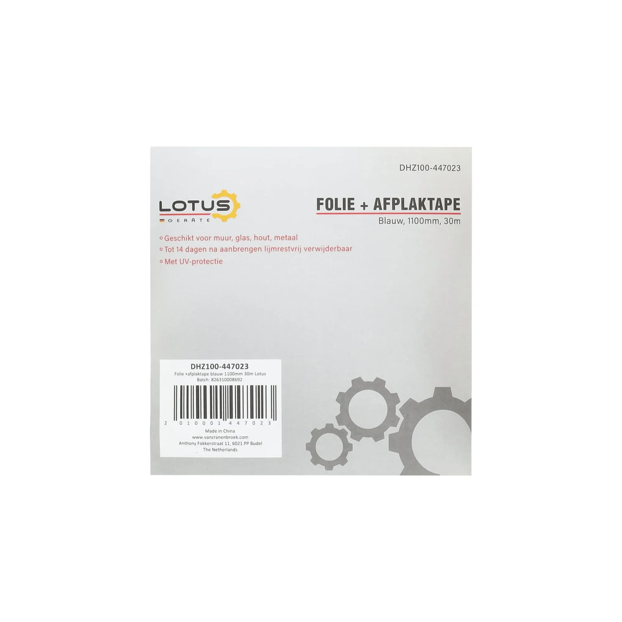 Lotus Verfspullen>Folie met afplaktape pro blauw 1100 mm 30 m