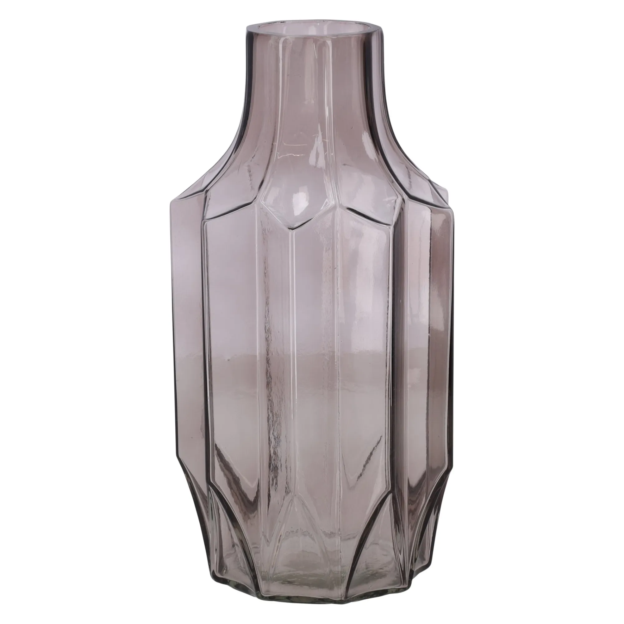 Natural Collections Vazen En Potten>Glazen vaas grijs 12 x 12 x 25 cm