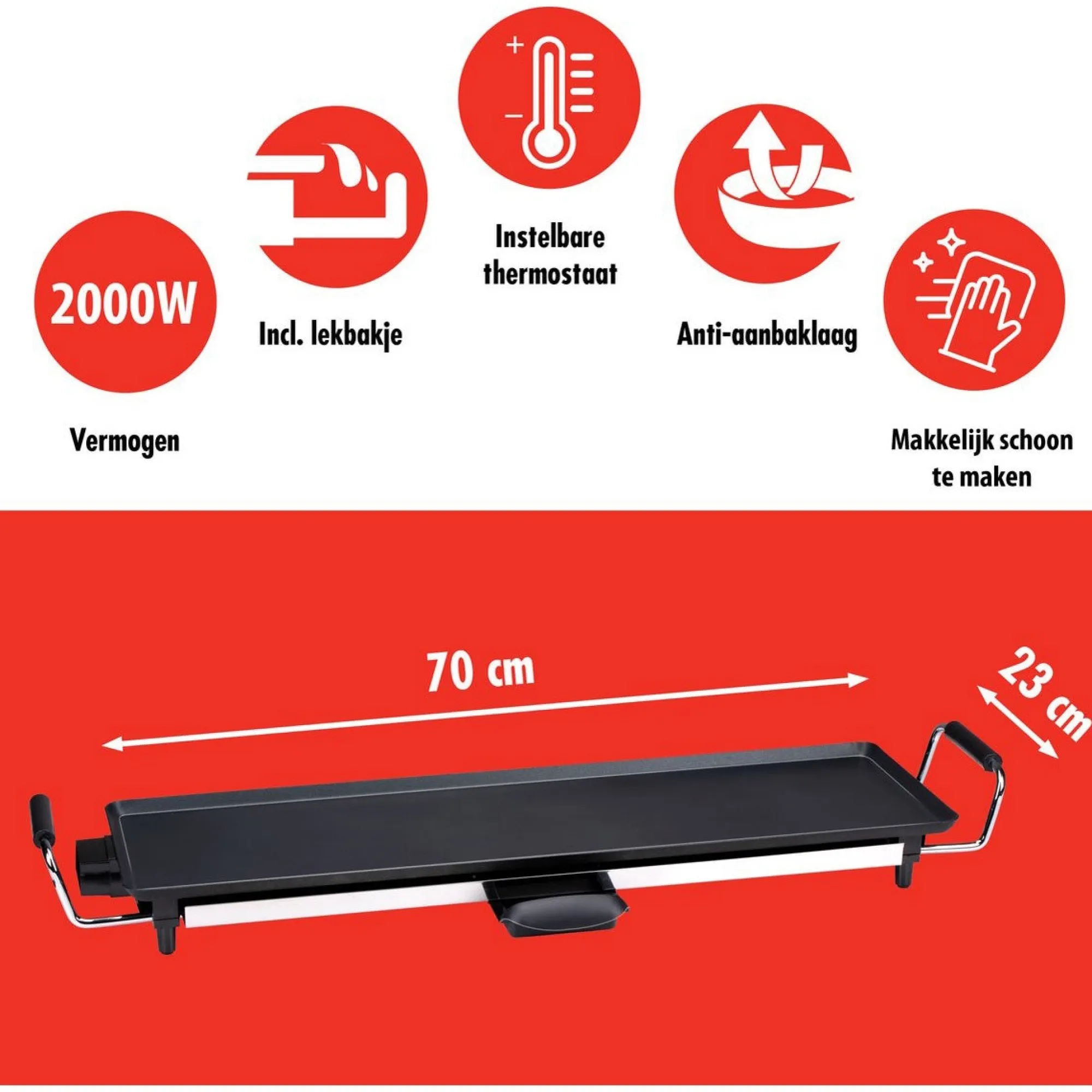 Alpina Koken & Tafelen>Grill Teppanyaki 70 x 23 cm 2000W