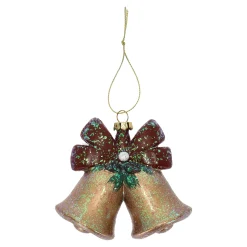Kerstdecoratie|Kerstballen>Hanger bel met strik 11 x 9 cm