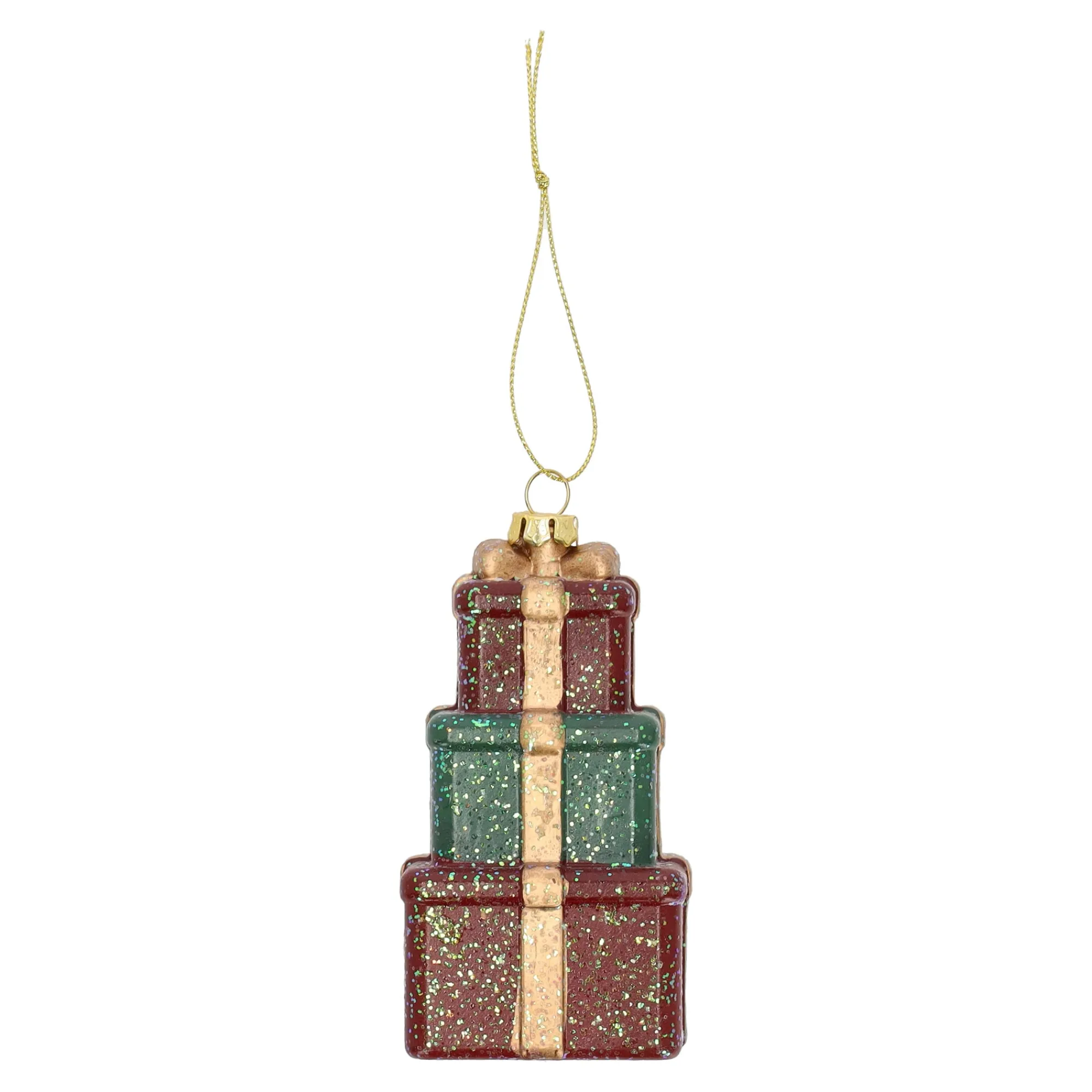 Kerstdecoratie|Kerstballen>Hanger cadeau rood groen 6 x 10 cm