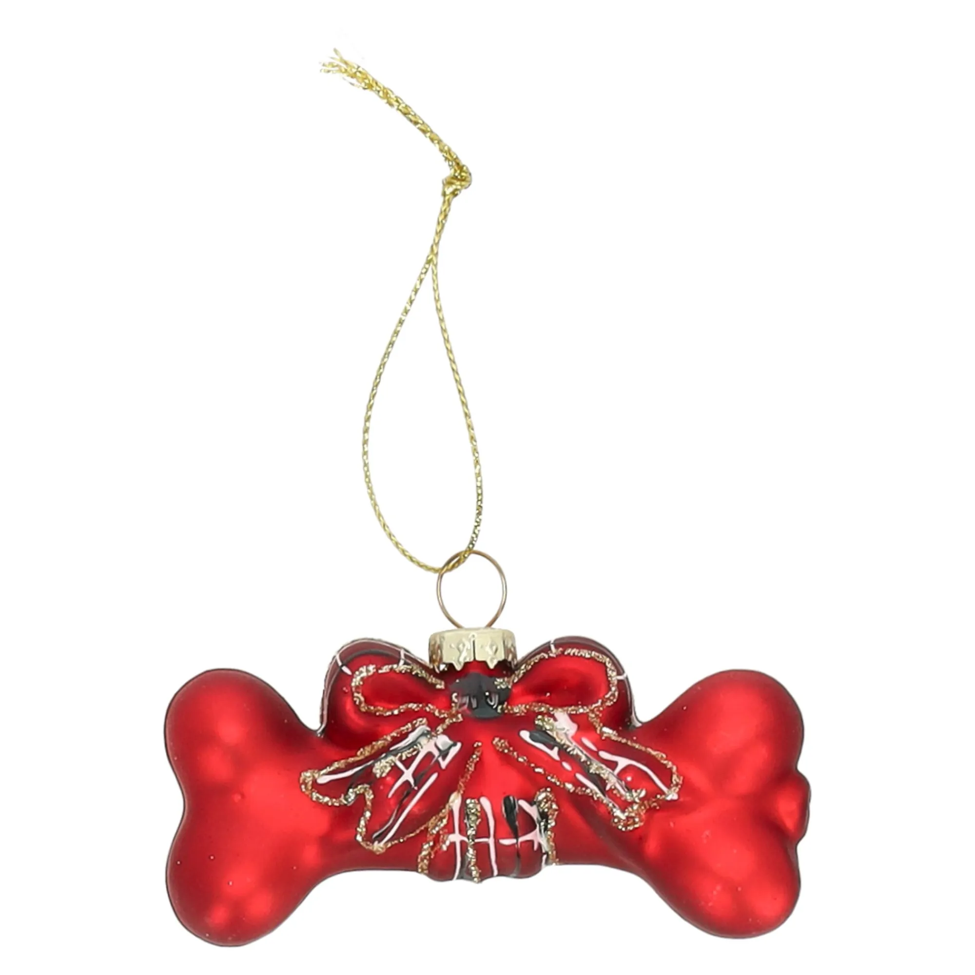 Kerstballen|Kerstdecoratie>Hanger glas hondenbot rood