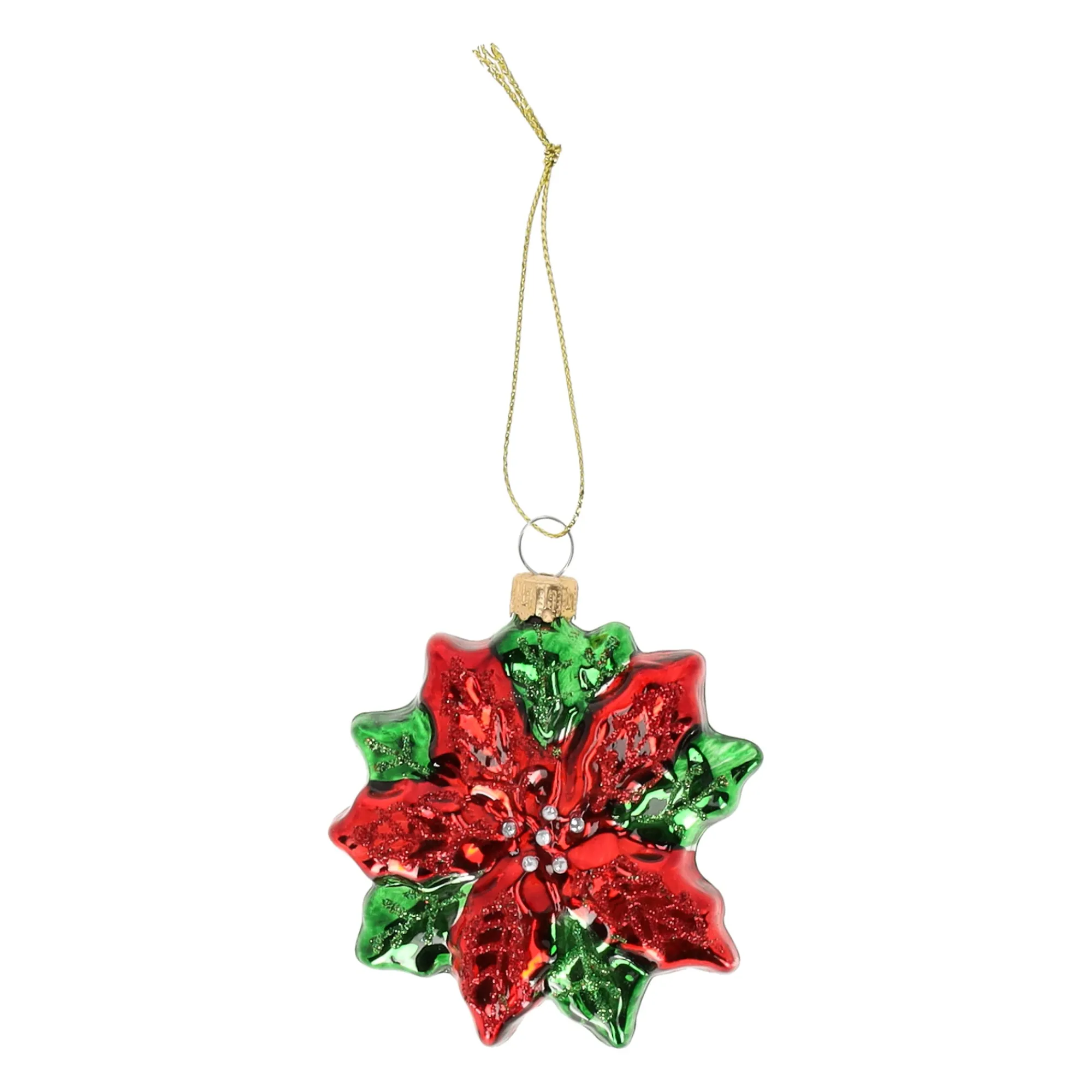 Kerstballen|Kerstdecoratie>Hanger glas kerstster klein rood