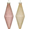 Decoris Kerstdecoratie|Kerstballen>Hanger glas pegel roze creme 14 cm