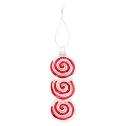 Kerstdecoratie|Kerstballen>Hanger glas snoepjes wit rood
