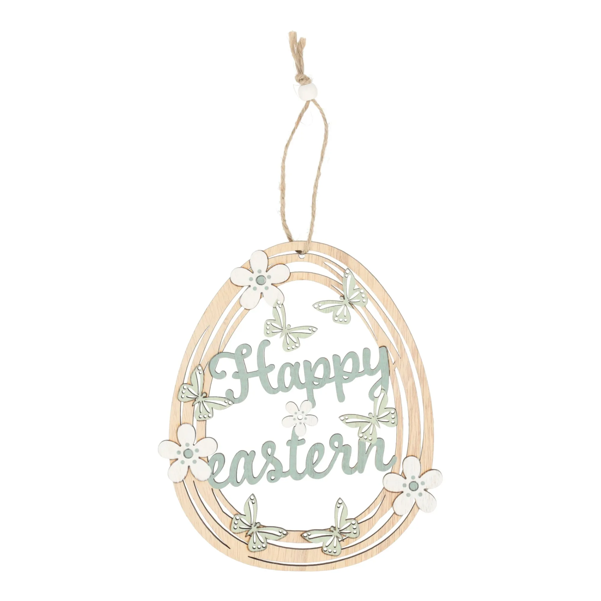 Natural Collections Pasen>Hanger happy easter hout 19cm