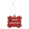 Kerstdecoratie|Kerstballen>Hanger Merry Christmas rood 9 x 8 cm