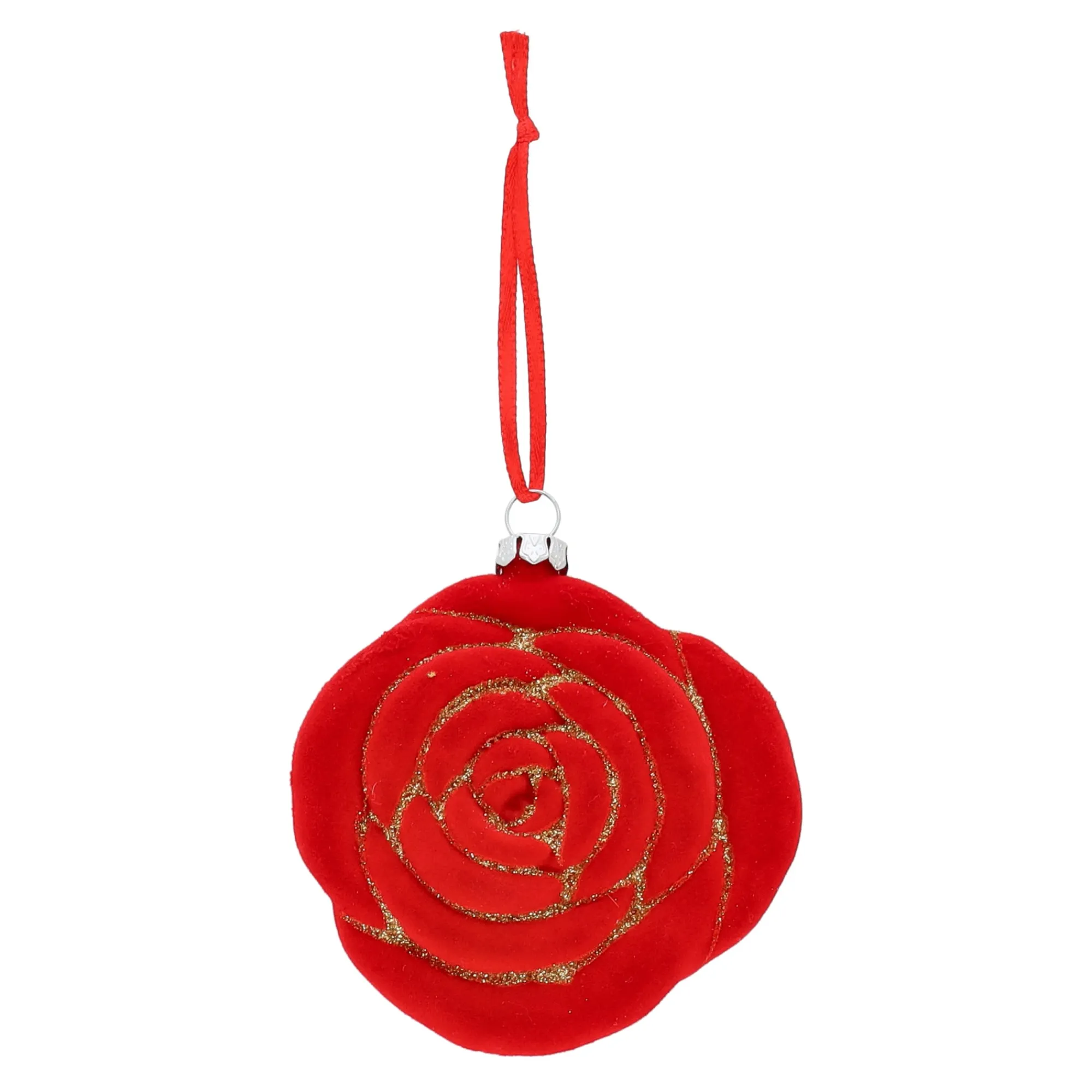 Kerstdecoratie|Kerstballen>Hanger roos rood 9 x 8 cm