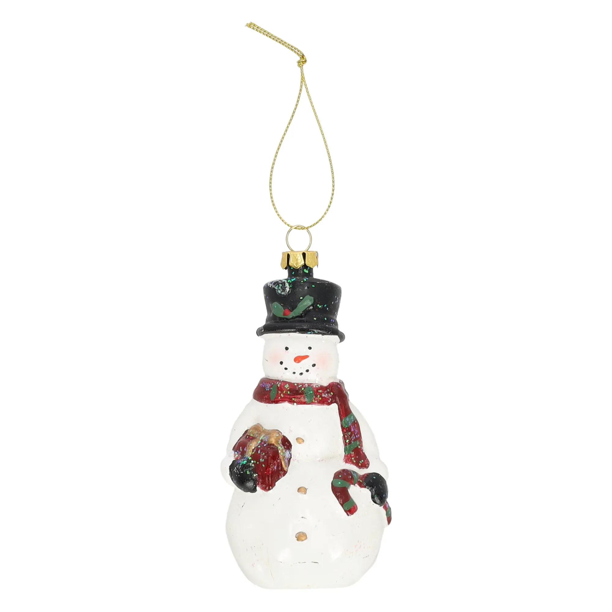 Kerstdecoratie|Kerstballen>Hanger sneeuwman cadeau 6 x 11 cm