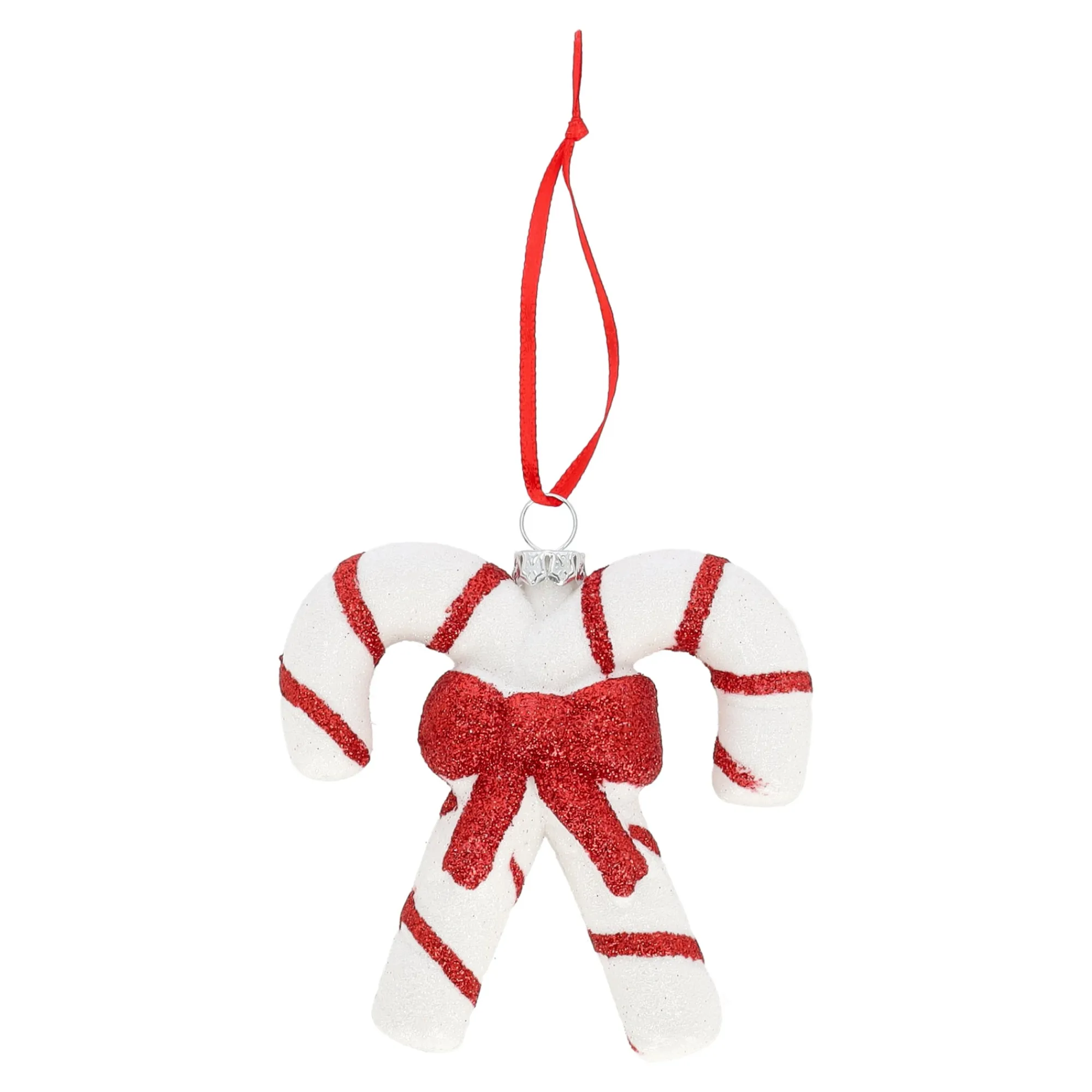 Kerstdecoratie|Kerstballen>Hanger snoepstok strik 10 x 10 cm