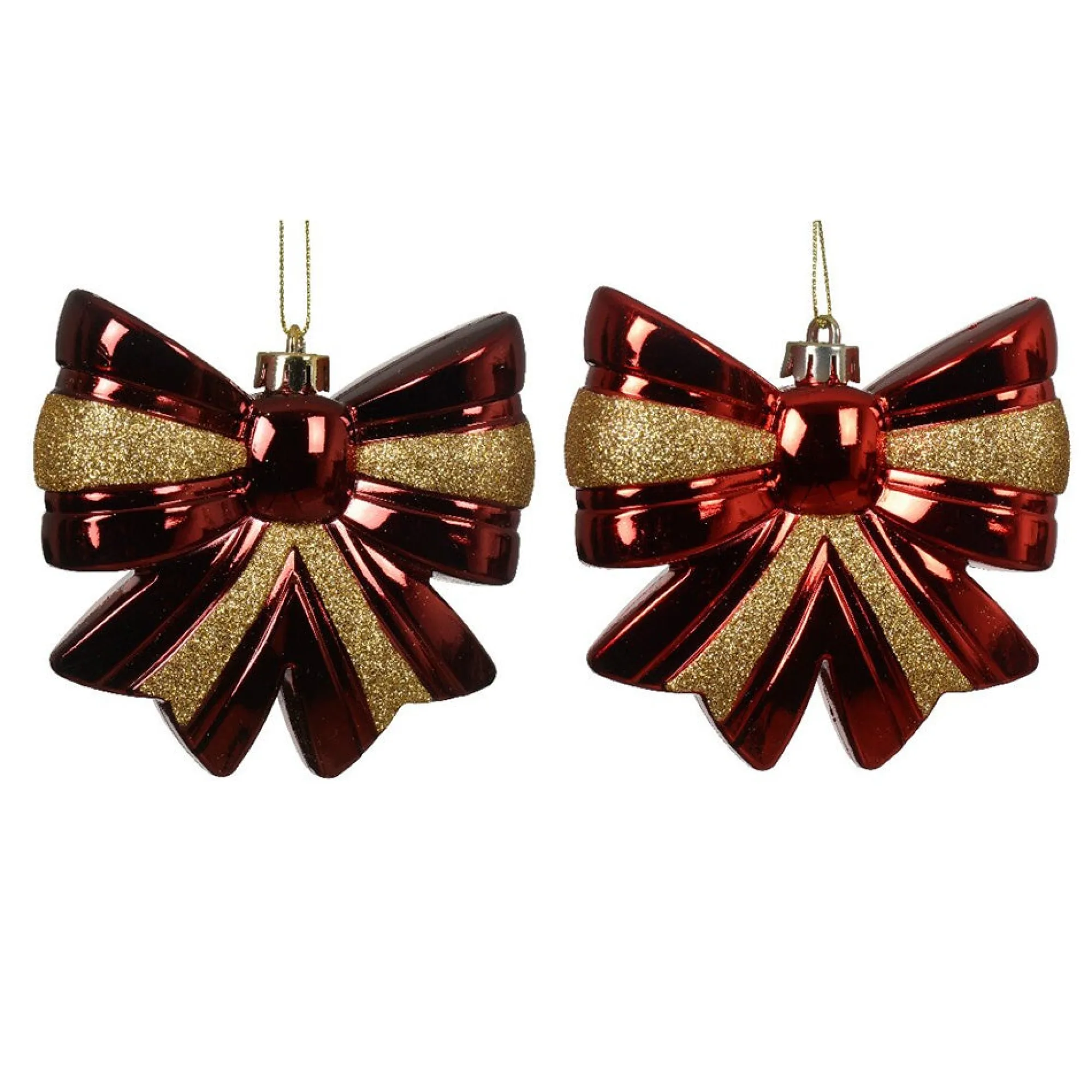 Decoris Kerstballen|Kerstdecoratie>Hanger strik 12 cm rood