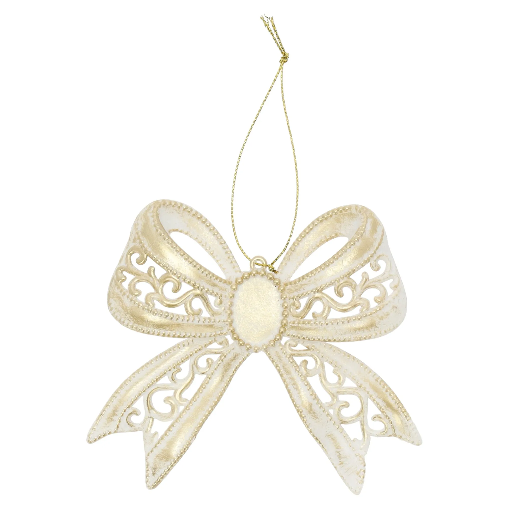 Kerstballen|Kerstdecoratie>Hanger strik goud 12 x 10 cm